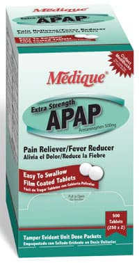 Medique APAP Extra Strength Tablets, 500mg, Pain Reliever/Fever Reducer, 250 Tablets x 2 Boxes thumbnail 2