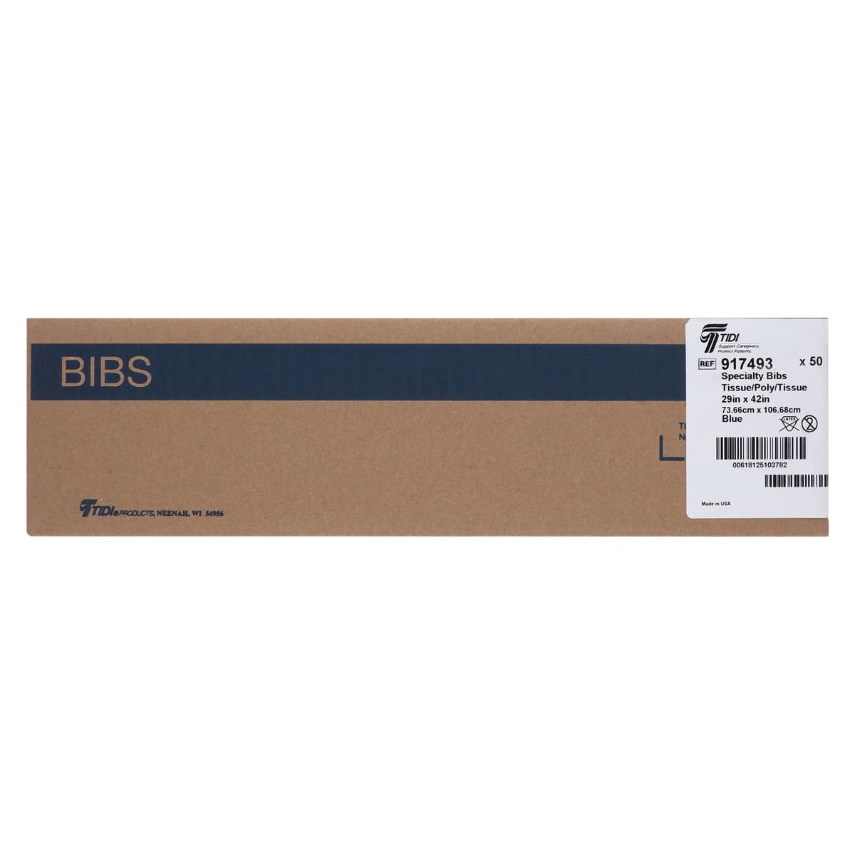TIDI Everyday Specialty Oral Surgery/Prophy Bibs, Extra Large, 29" x 42", Blue, Tissue/Poly/Tissue, 50/Case, 917493 thumbnail 3