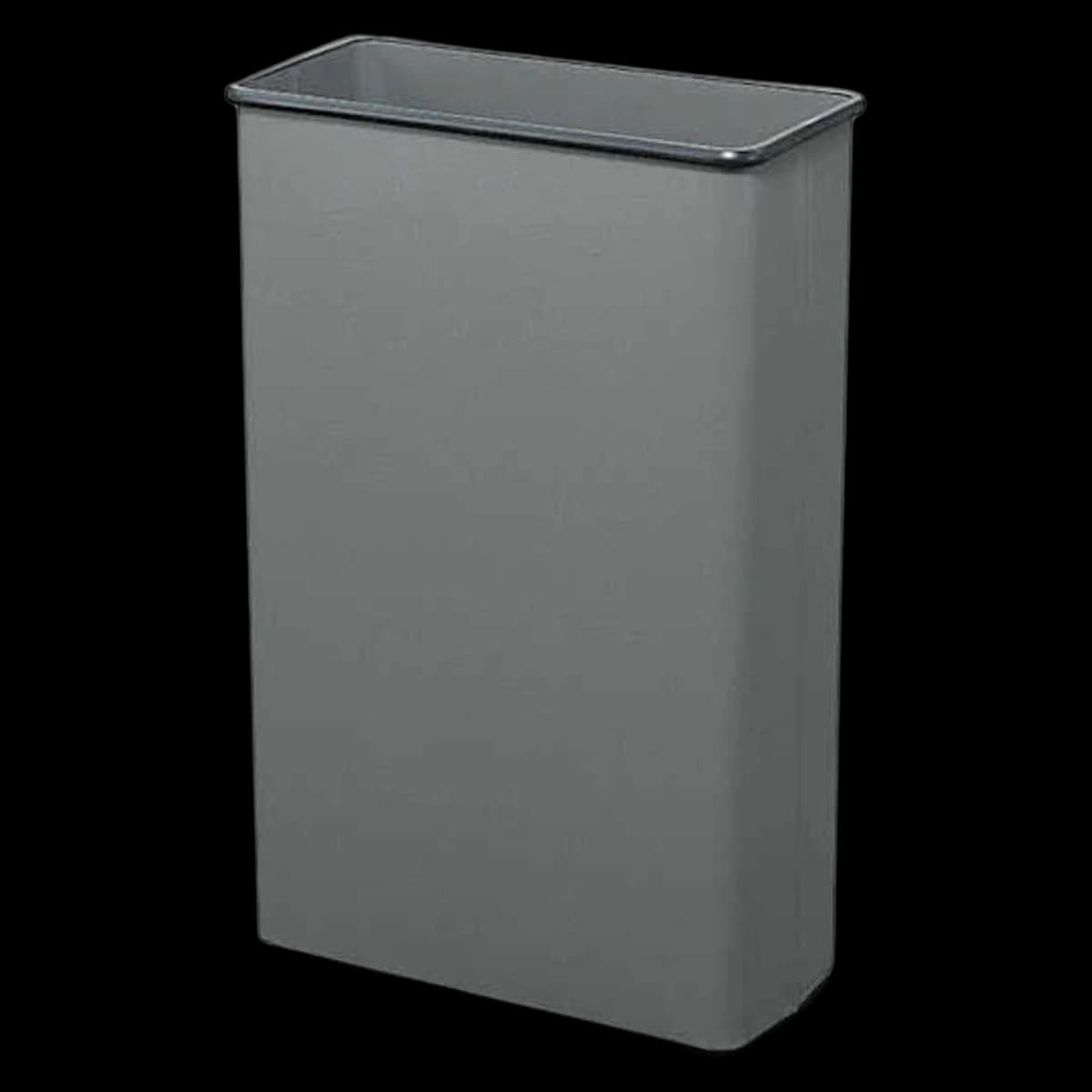 Safco Square and Rectangular Wastebasket, Powder-Coated Steel, Vinyl Bumper Top, Charcoal - Safco Square and Rectangular Wastebasket - Image 1