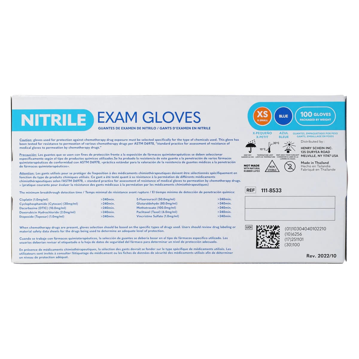 Criterion N100 Nitrile Exam Gloves, Powder Free, Non-Sterile, X-Small, Blue, 100/Box thumbnail 8