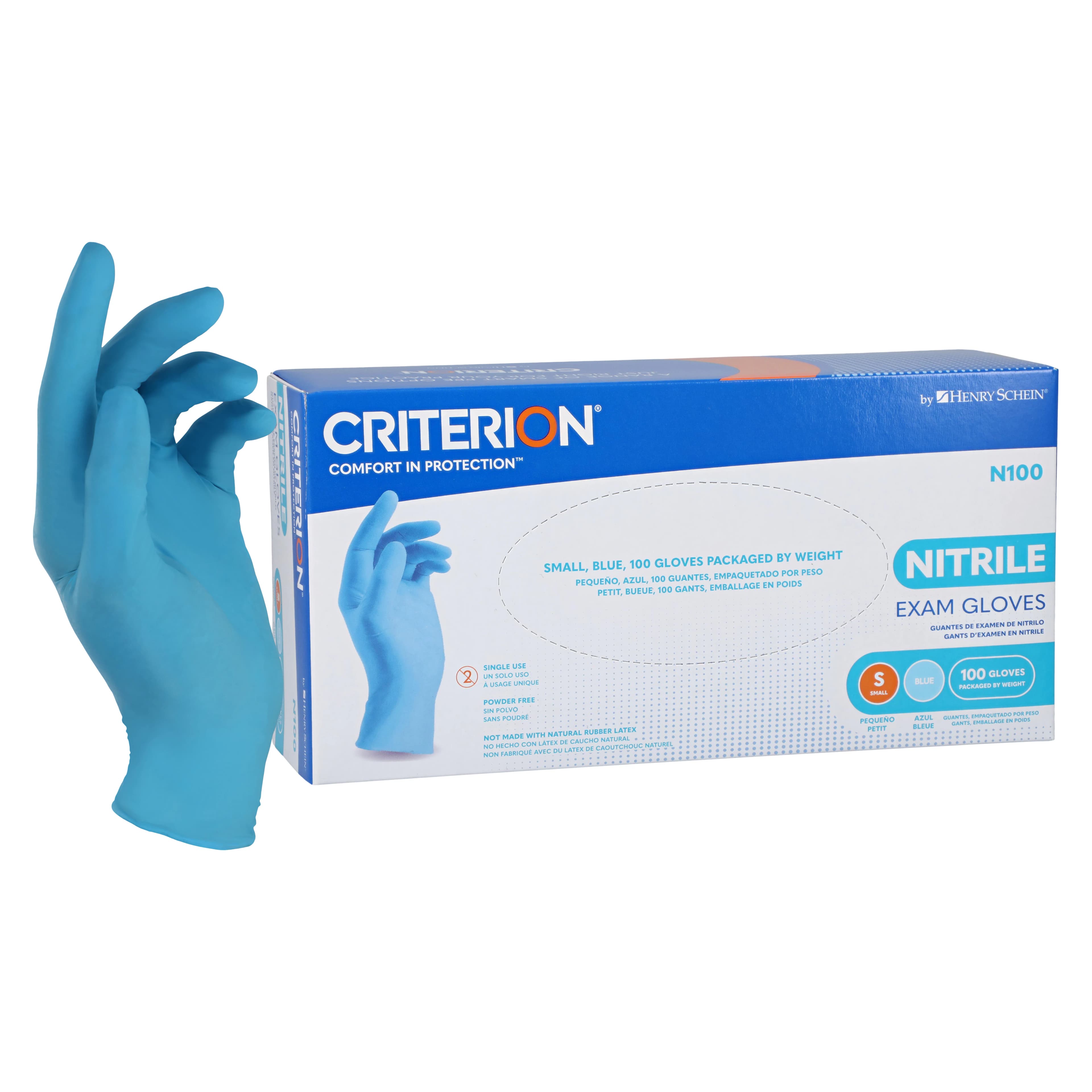 Criterion N100 Nitrile Exam Gloves, Powder Free, Non-Sterile, X-Small, Blue, 100/Box thumbnail 4