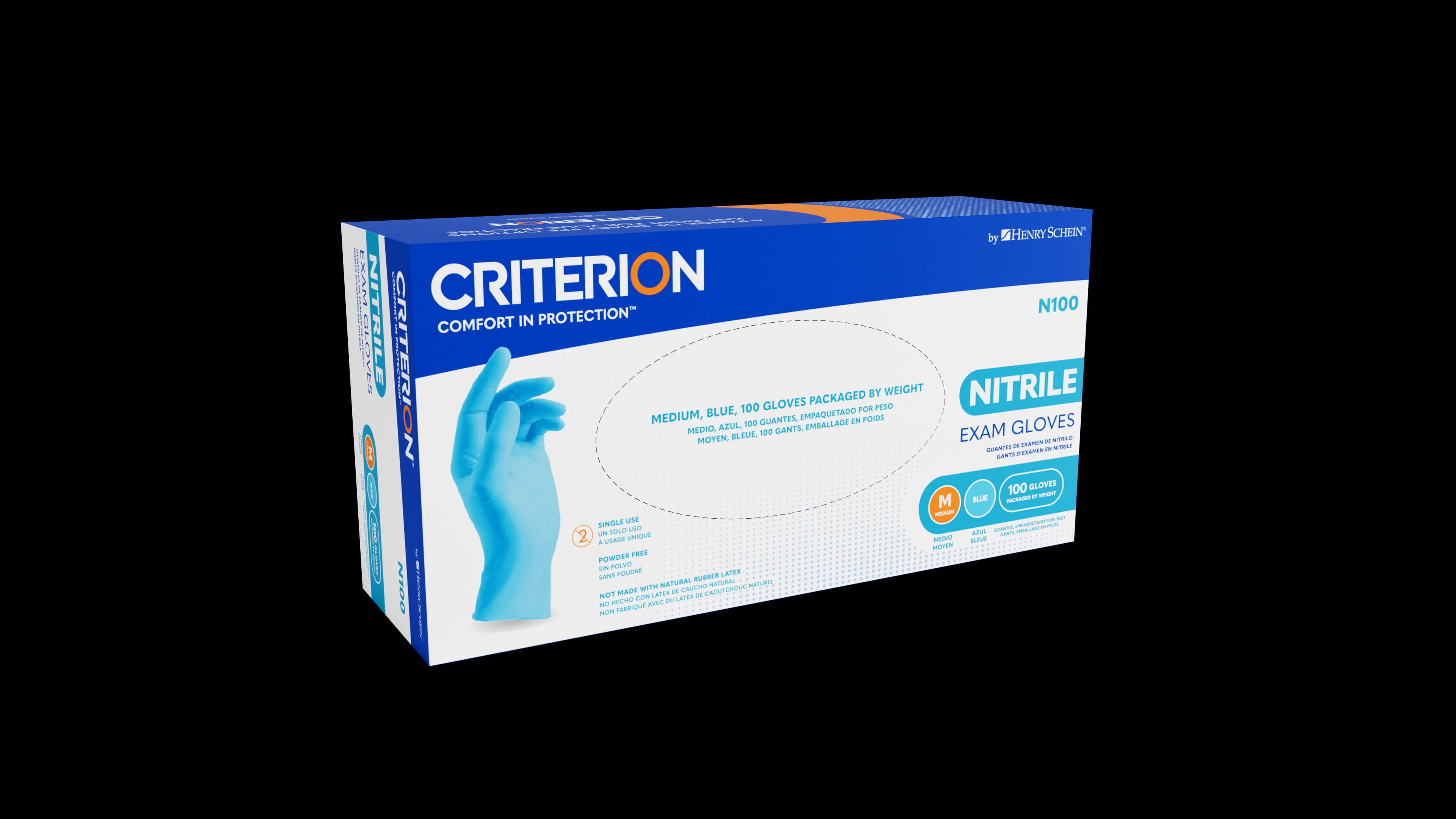 Criterion N100 Nitrile Exam Gloves, Powder Free, Non-Sterile, X-Small, Blue, 100/Box thumbnail 2