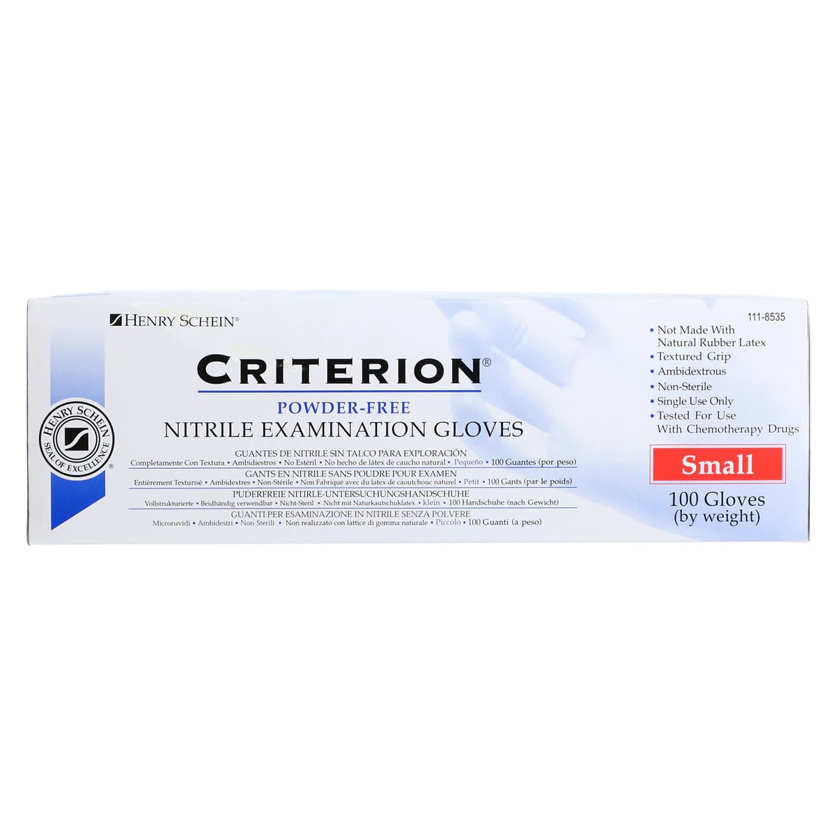 Criterion N100 Nitrile Exam Gloves, Small, Blue, Non-Sterile, 100/Box thumbnail 6