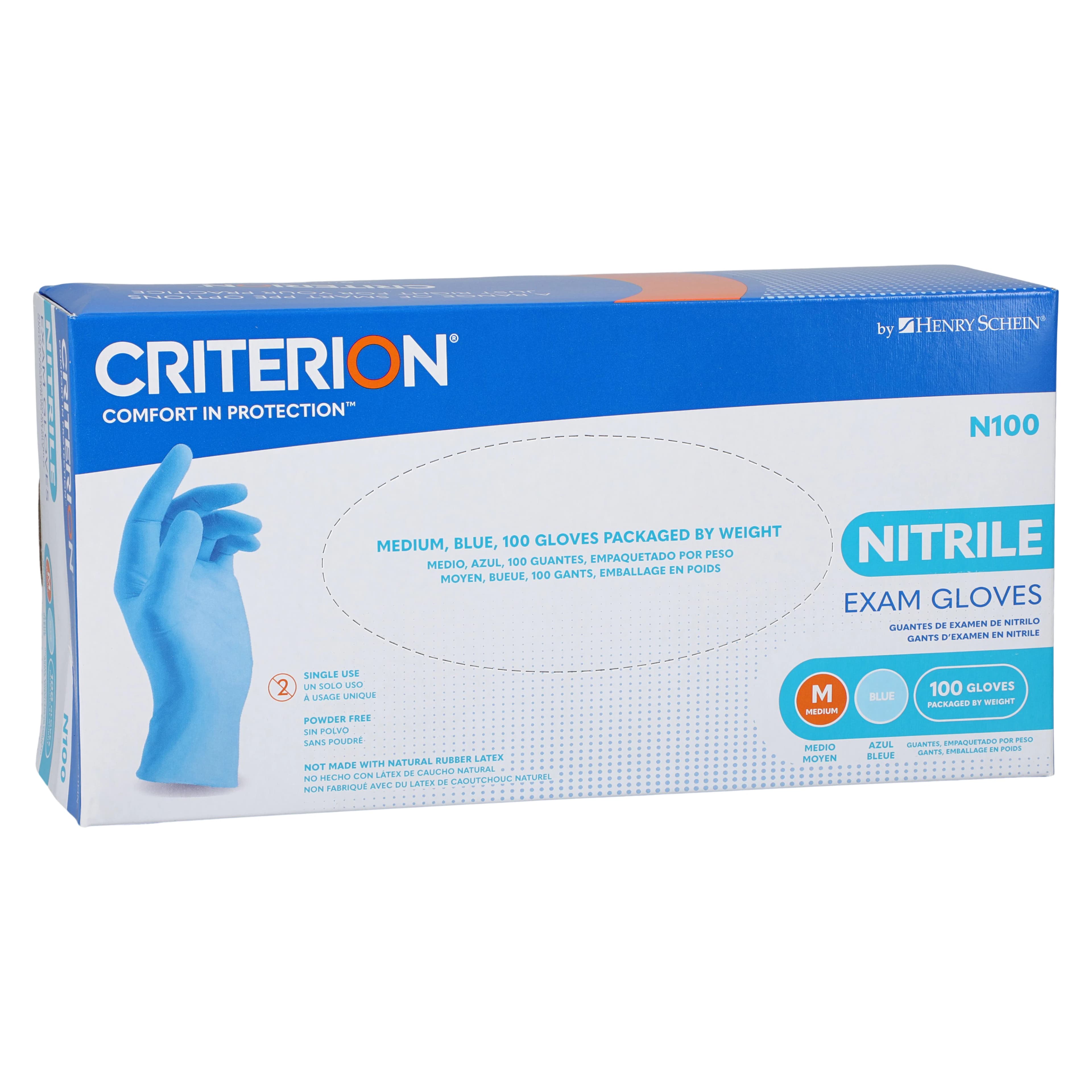 Criterion N100 Nitrile Exam Gloves, Powder Free, Non-Sterile, Medium, Blue, 100/Bx, 1118536 thumbnail 3