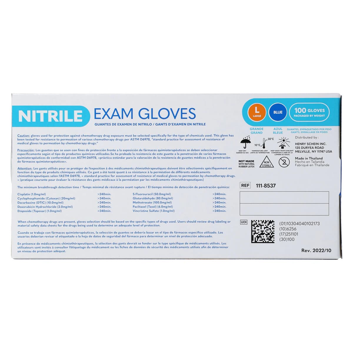 Criterion N100 Nitrile Exam Gloves, Large, Blue, Non-Sterile, 100/Box thumbnail 6