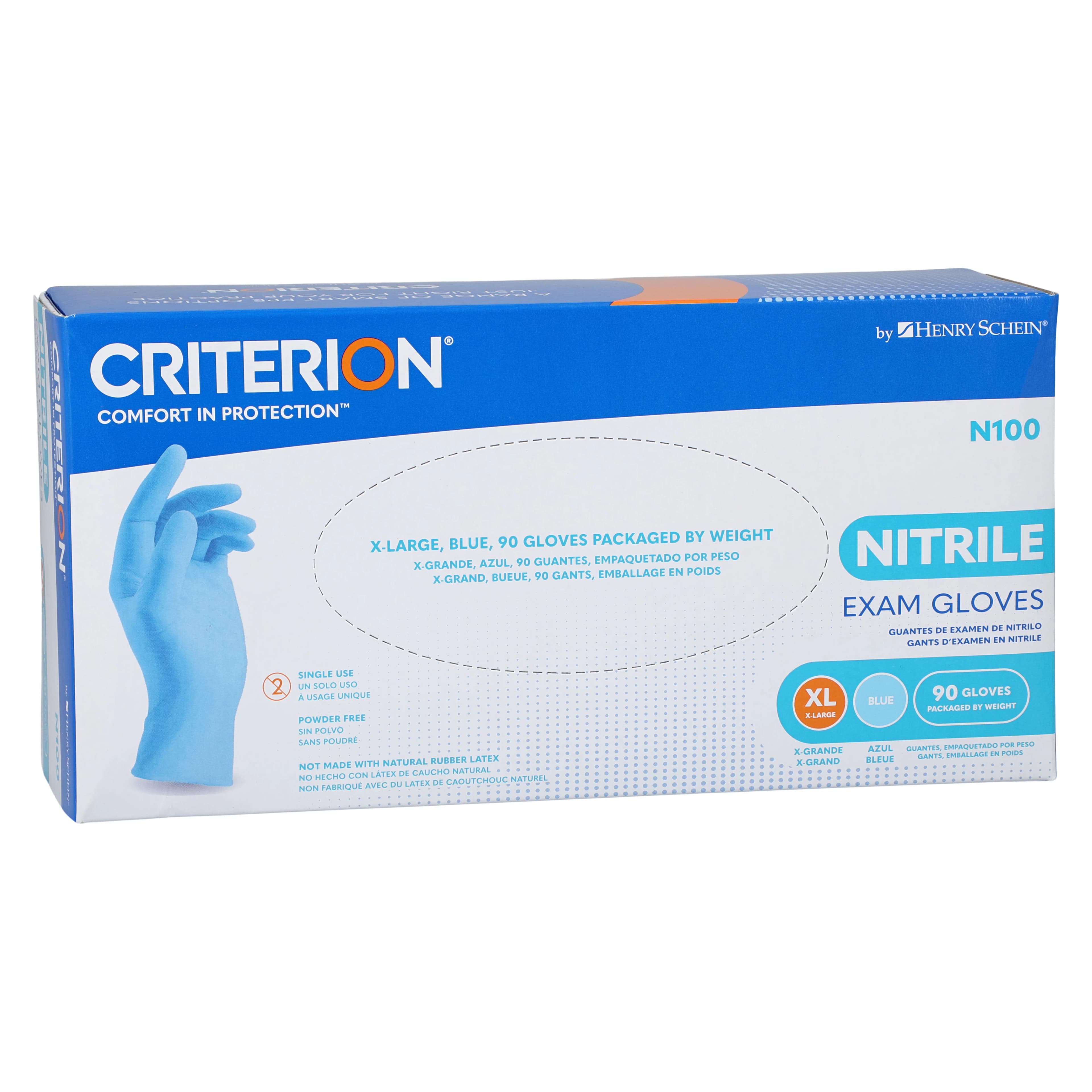 Criterion N100 Nitrile Exam Gloves, Powder Free, Non-Sterile, X-Large, Blue, 90/Box thumbnail 4