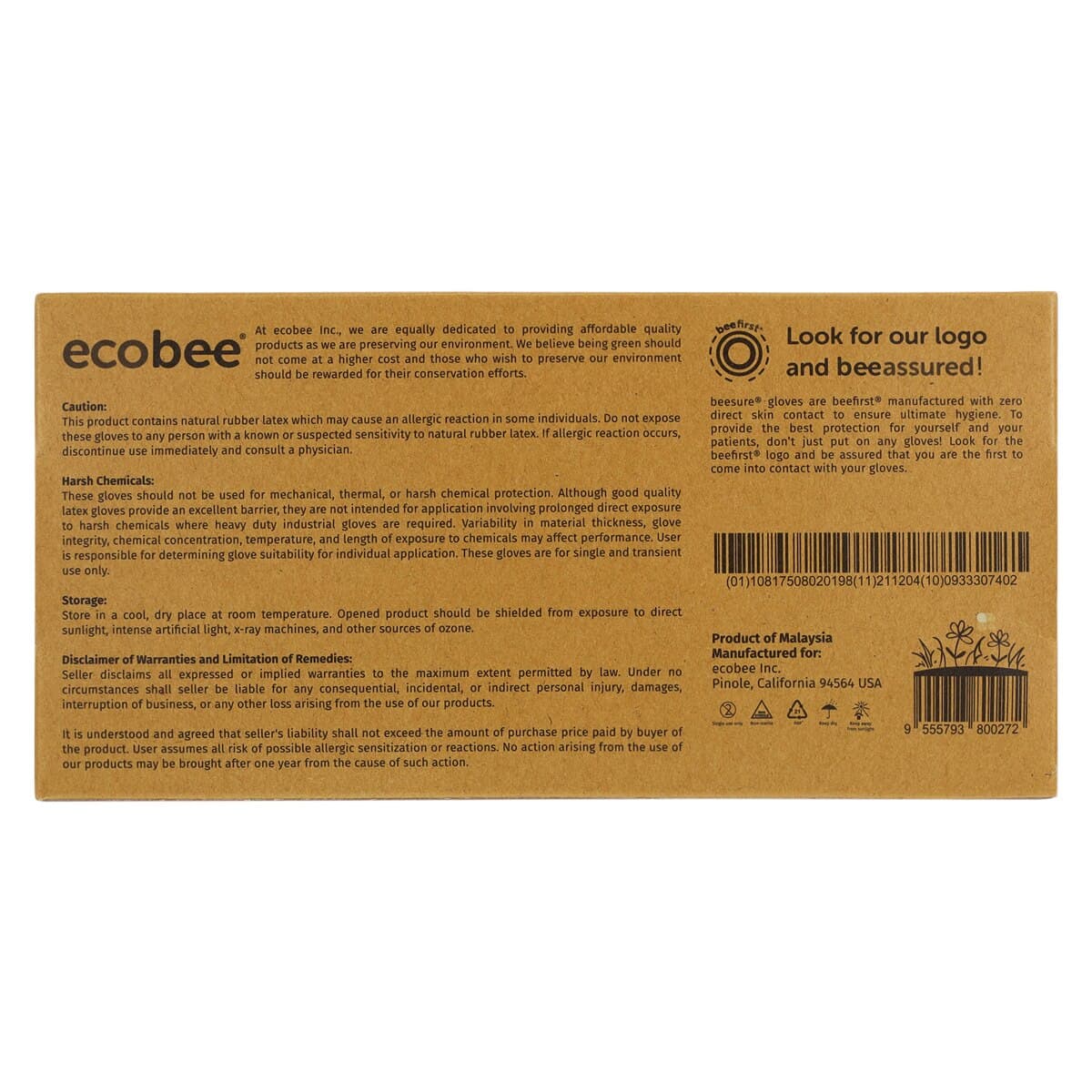 BeeSure Latex Exam Gloves, Powder-Free, Non-Sterile, Small, White, 100/Box, BE2816 thumbnail 8