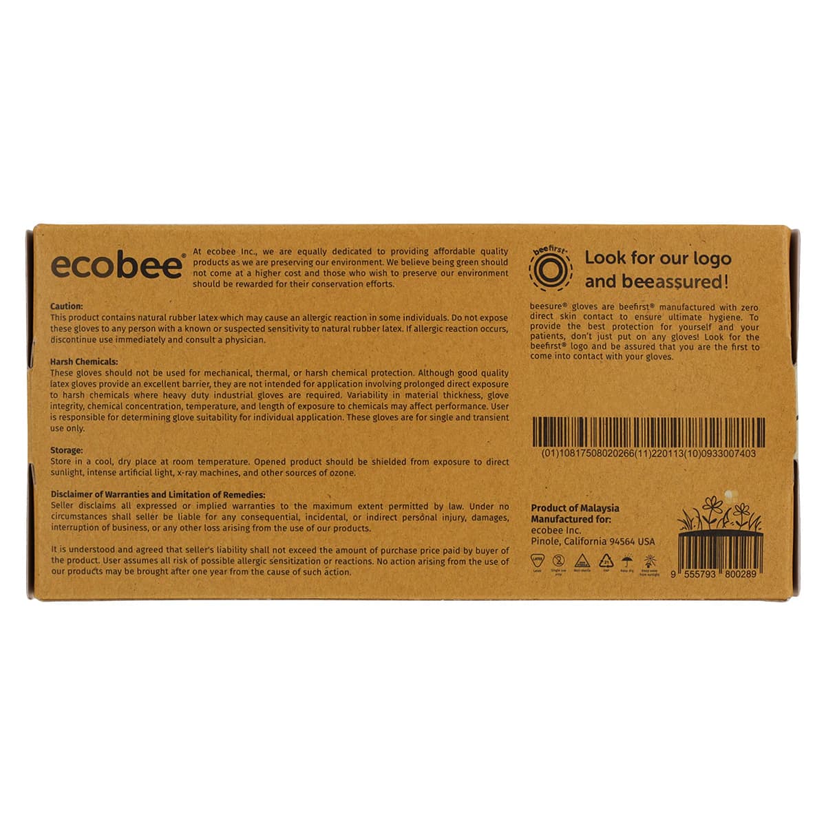 Beesure Latex Exam Gloves, Powder-Free, Non-Sterile, Medium, White, 100/Box, BE2817 thumbnail 8