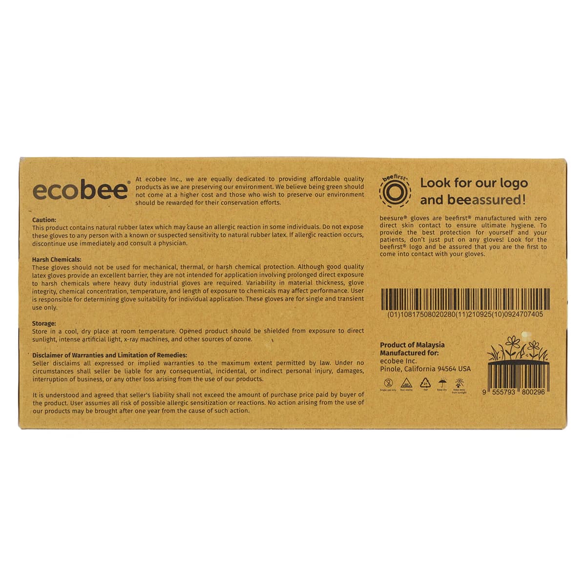 Beesure Latex Exam Gloves, Powder-Free, Non-Sterile, Large, White, 100/Box, BE2818 thumbnail 7