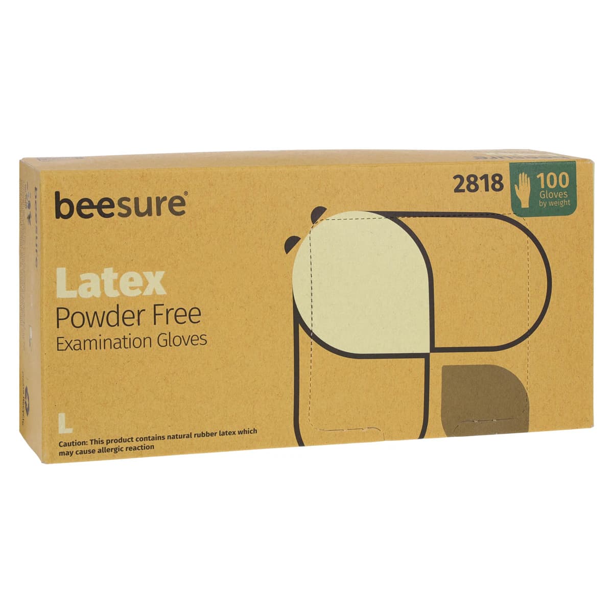 Beesure Latex Exam Gloves, Powder-Free, Non-Sterile, Large, White, 100/Box, BE2818 thumbnail 3