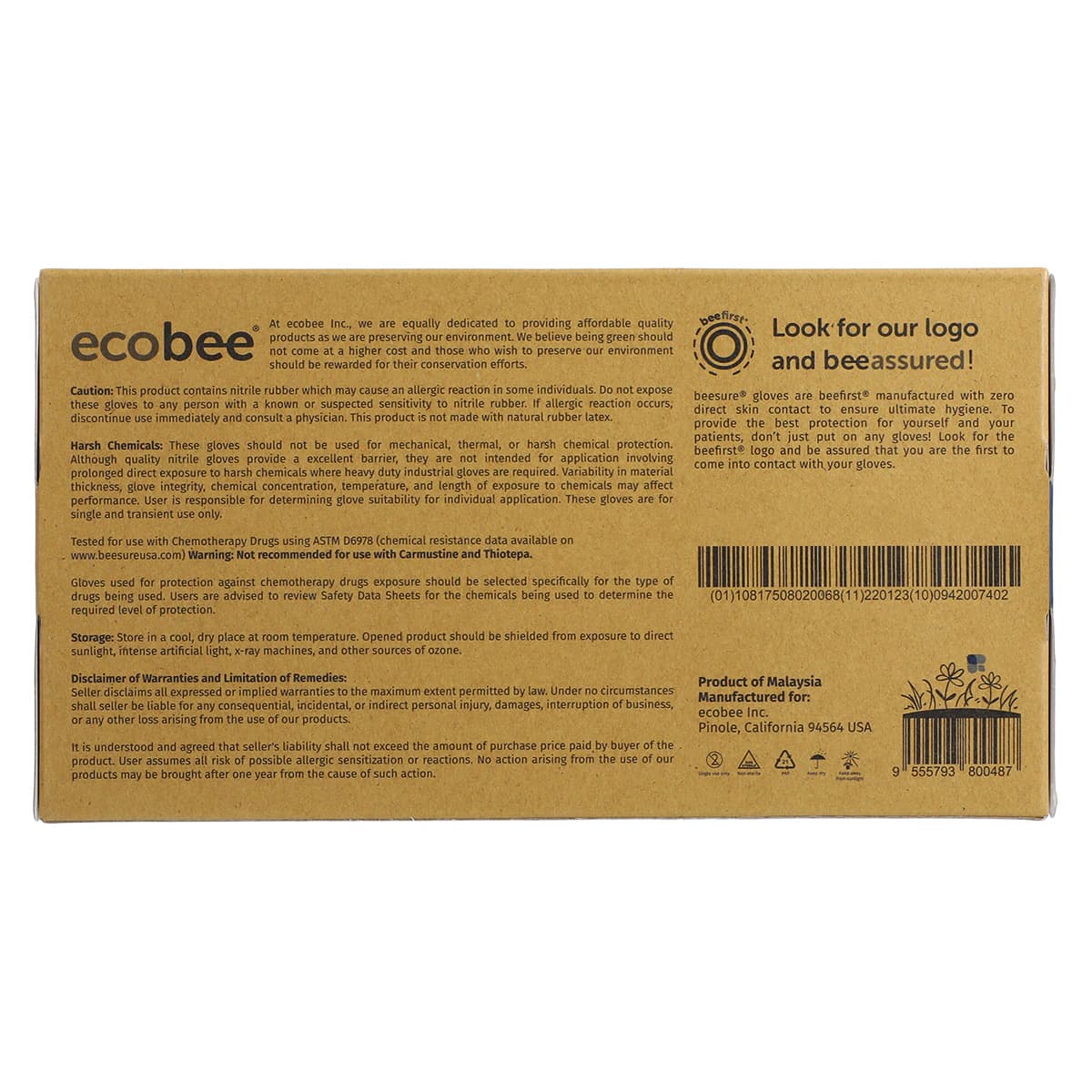 Beesure Nitrile Exam Gloves, Powder-Free, Non-Sterile, Medium, Blue, 100/Box, BE1117 thumbnail 7