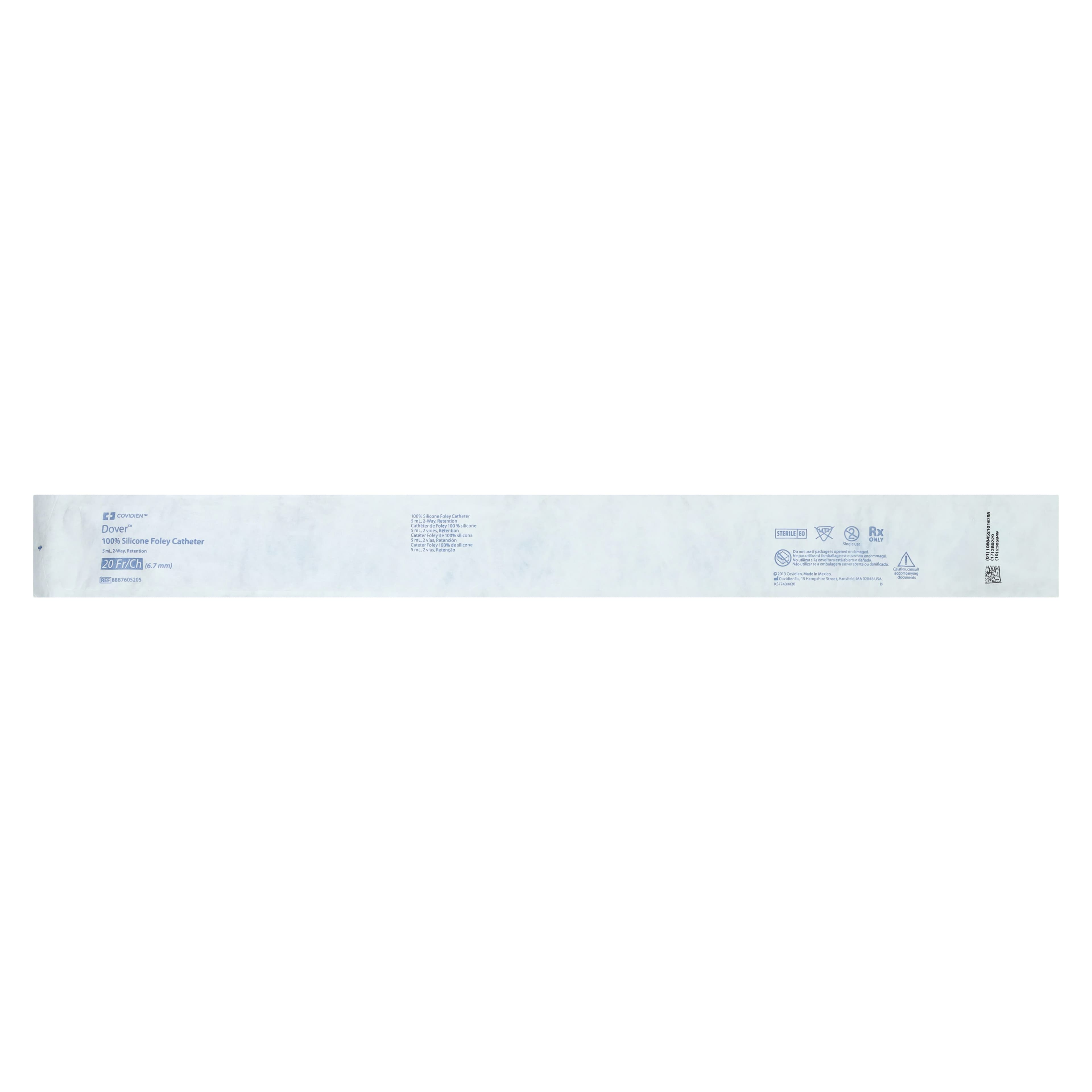 Dover 2-Way Foley Catheter, Straight Tip, Silicone, 20 Fr, 5 cc Balloon thumbnail 2
