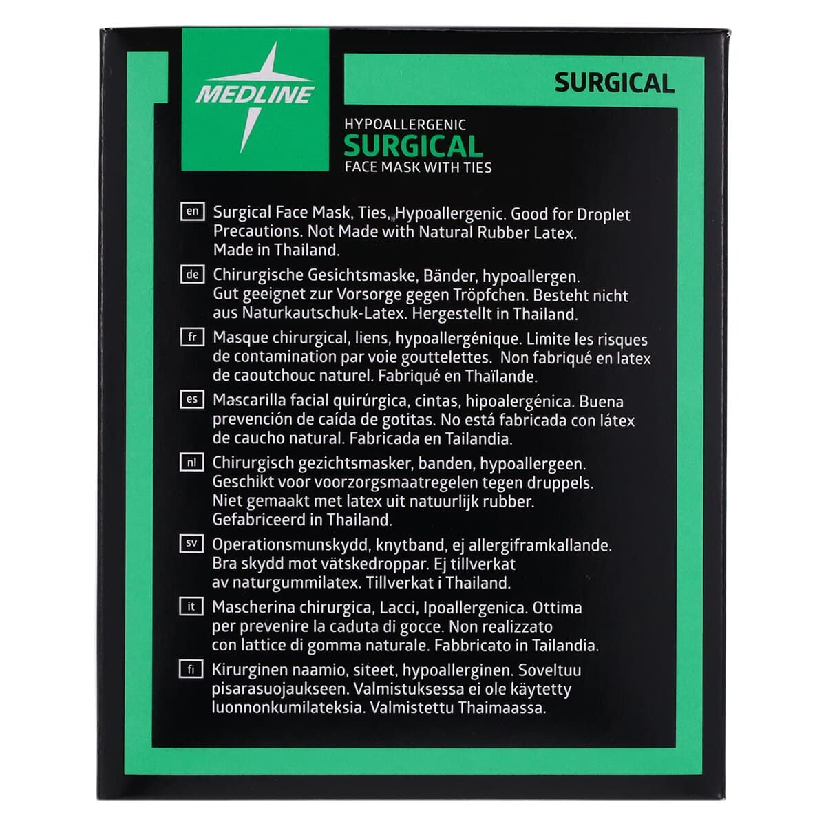 Medline Hypoallergenic Surgical Face Masks, Tie-On, White, Disposable, 300/Box thumbnail 8