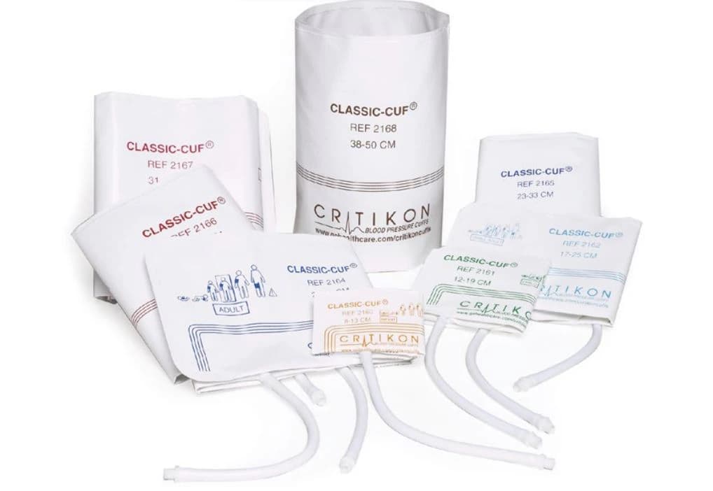 Critikon Classic-Cuf Blood Pressure Cuff, White/Green, Latex-Free, 20/Box - BP Cuff Critikon Dinamap - Image 1