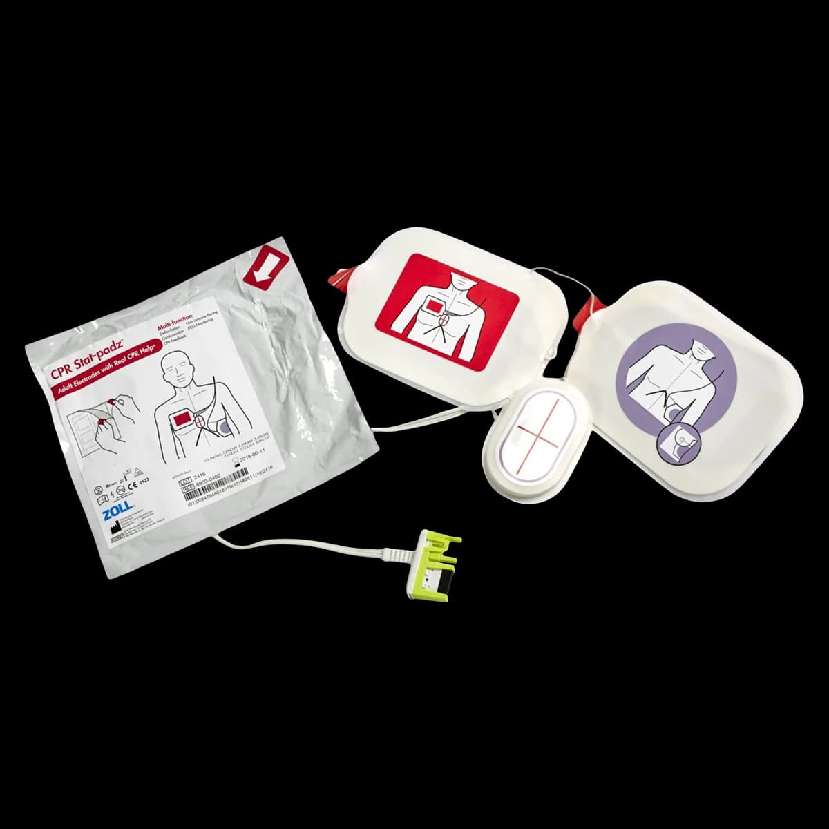 Zoll Medical CPR Stat-padz HVP Multi-Function Adult Electrodes, 24-Month Shelf Life, 1 Pair, 8900-0402 - CPR Stat-padz Adult Electrodes - Image 1
