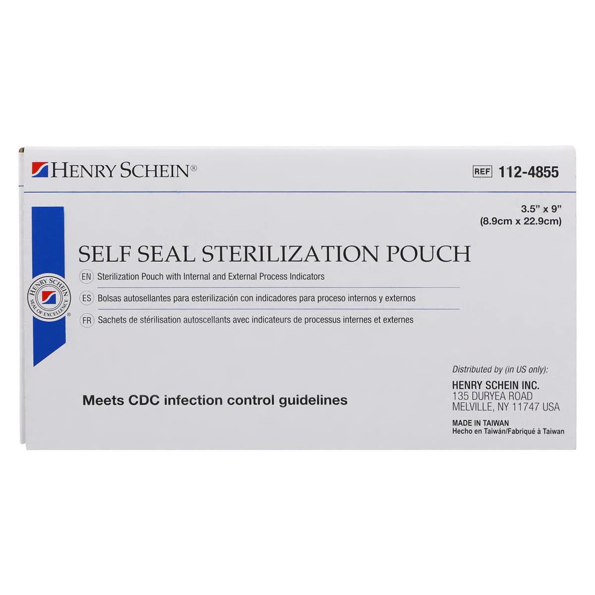 Henry Schein SelfSeal Sterilization Pouches, 3.5 in x 9 in, Blue/White, 500/Box thumbnail 4