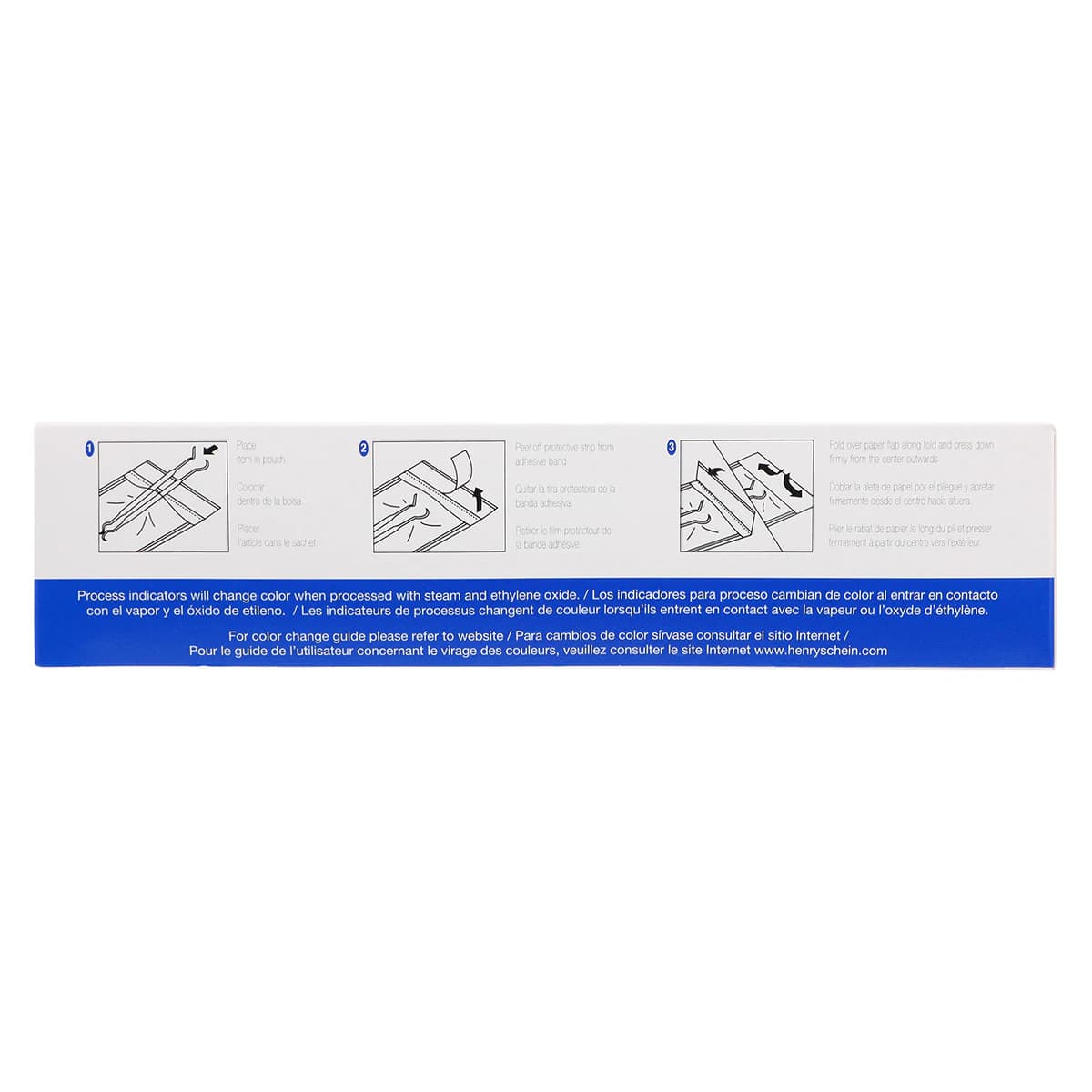Henry Schein SelfSeal Sterilization Pouches, 2.75 in x 9 in, Blue/White, Dual Indicators, 200/Box thumbnail 4