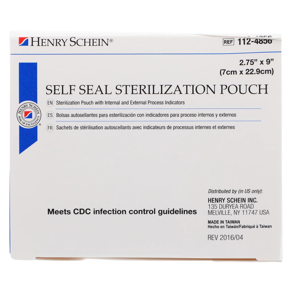 Henry Schein SelfSeal Sterilization Pouches, 2.75 in x 9 in, Blue/White, Dual Indicators, 200/Box thumbnail 6