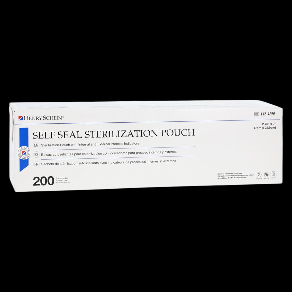 Henry Schein SelfSeal Sterilization Pouches, 2.75 in x 9 in, Blue/White, Dual Indicators, 200/Box - SelfSeal Sterilization Pouches - Image 1