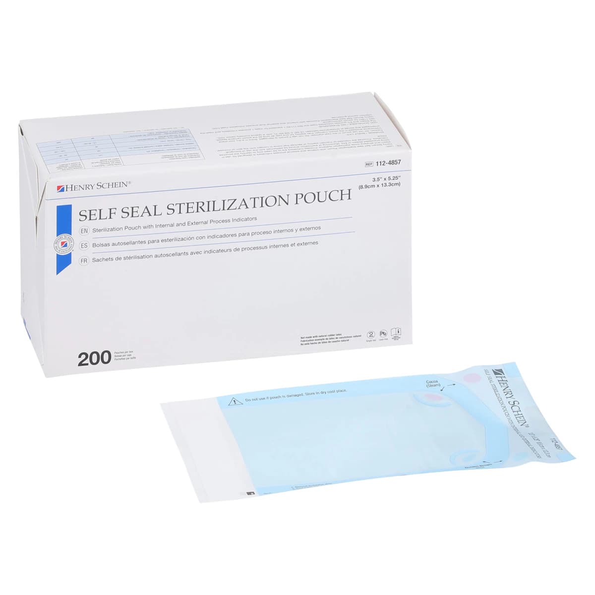 SelfSeal Sterilization Pouches, 3.5 in x 5.25 in, Blue/White, 200/Box - SelfSeal Sterilization Pouches - Image 1