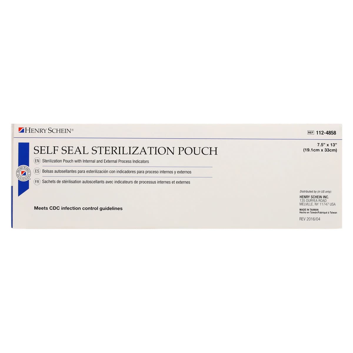 Henry Schein SelfSeal Sterilization Pouches, 7.5 in x 13 in, Blue/White, Dual Indicators, 200/Box thumbnail 3
