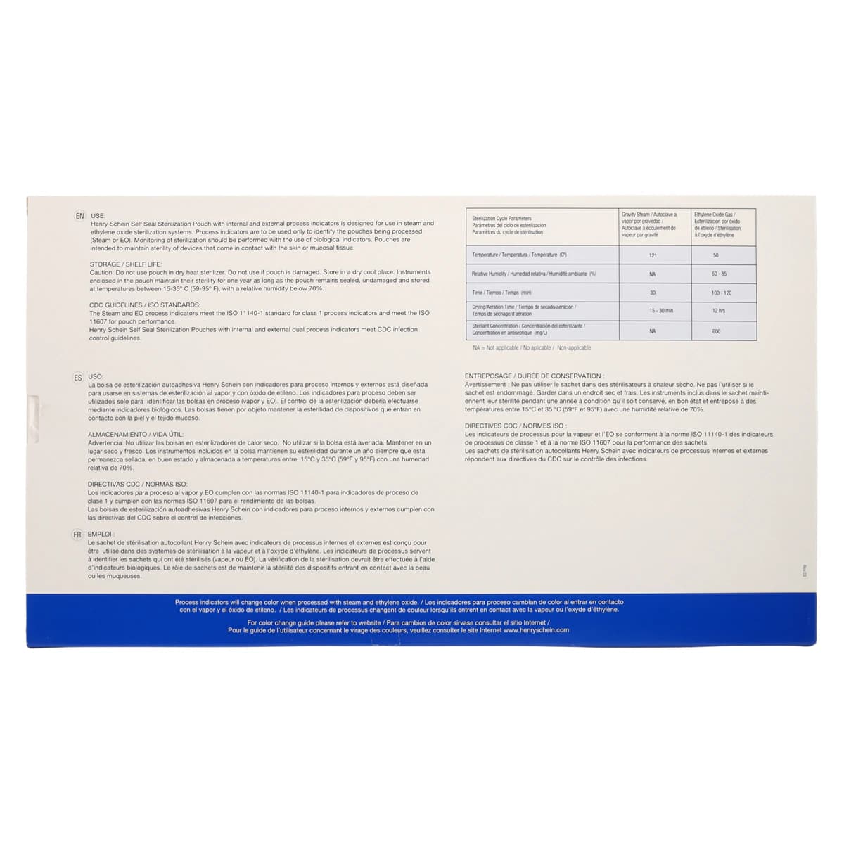 SelfSeal Sterilization Pouches, 9 in x 15 in, Blue/White, Dual Indicators, 100/Box thumbnail 7