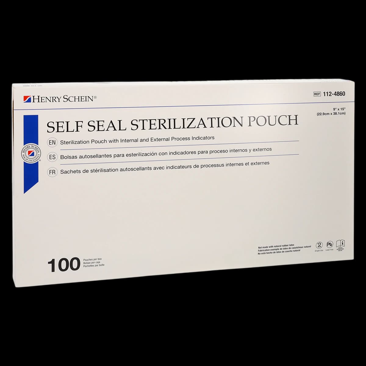 SelfSeal Sterilization Pouches, 9 in x 15 in, Blue/White, Dual Indicators, 100/Box thumbnail 2