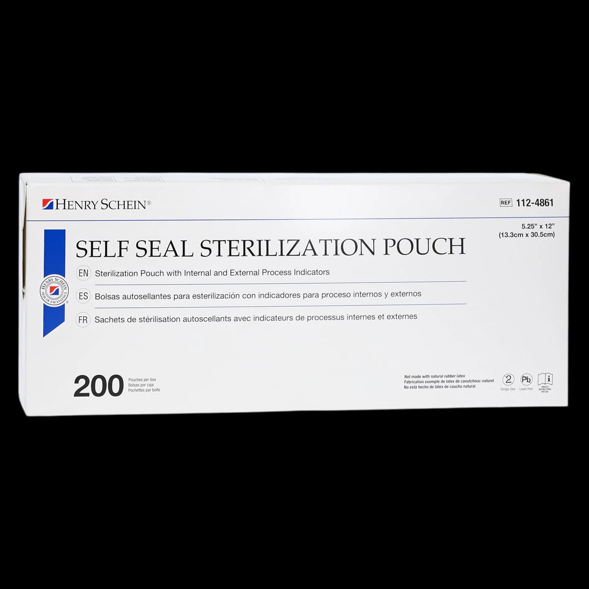 SelfSeal Sterilization Pouches, 5.25 in x 12 in, Blue/White, Latex Free, 200/Bx - SelfSeal Sterilization Pouches - Image 1
