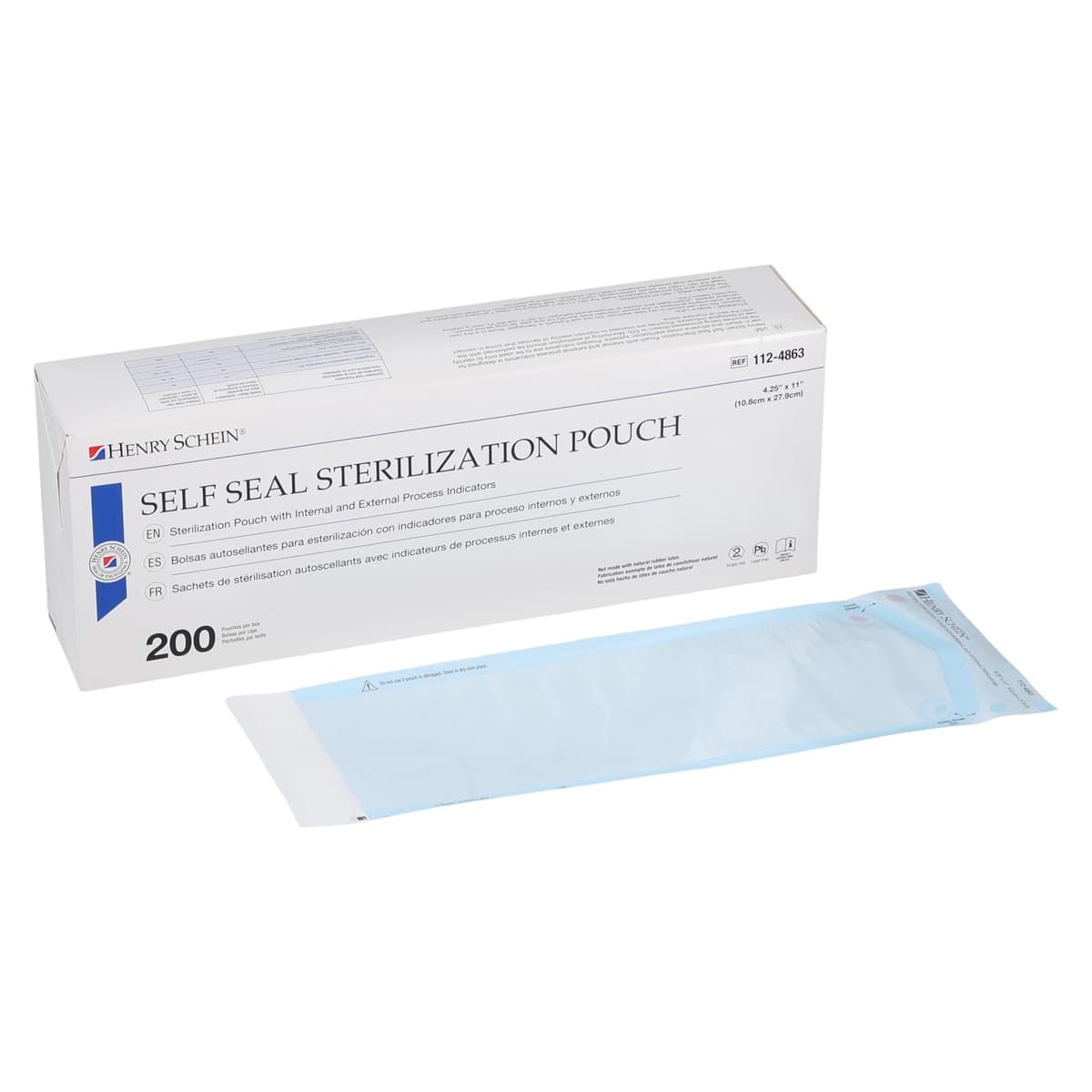 SelfSeal Sterilization Pouches, 4.25 in x 11 in, Blue/White, Latex Free, 200/Box - SelfSeal Sterilization Pouches - Image 1