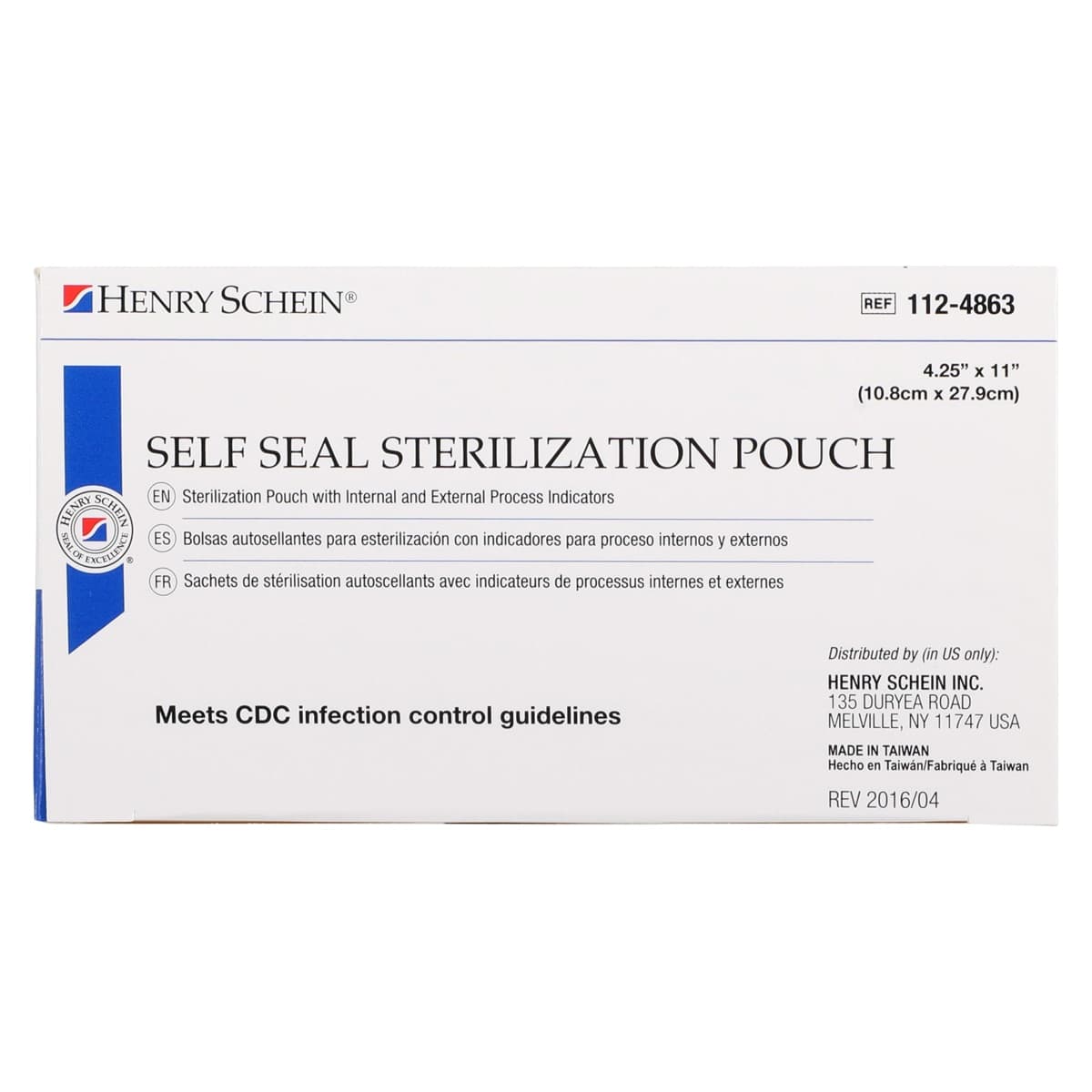 SelfSeal Sterilization Pouches, 4.25 in x 11 in, Blue/White, Latex Free, 200/Box thumbnail 4