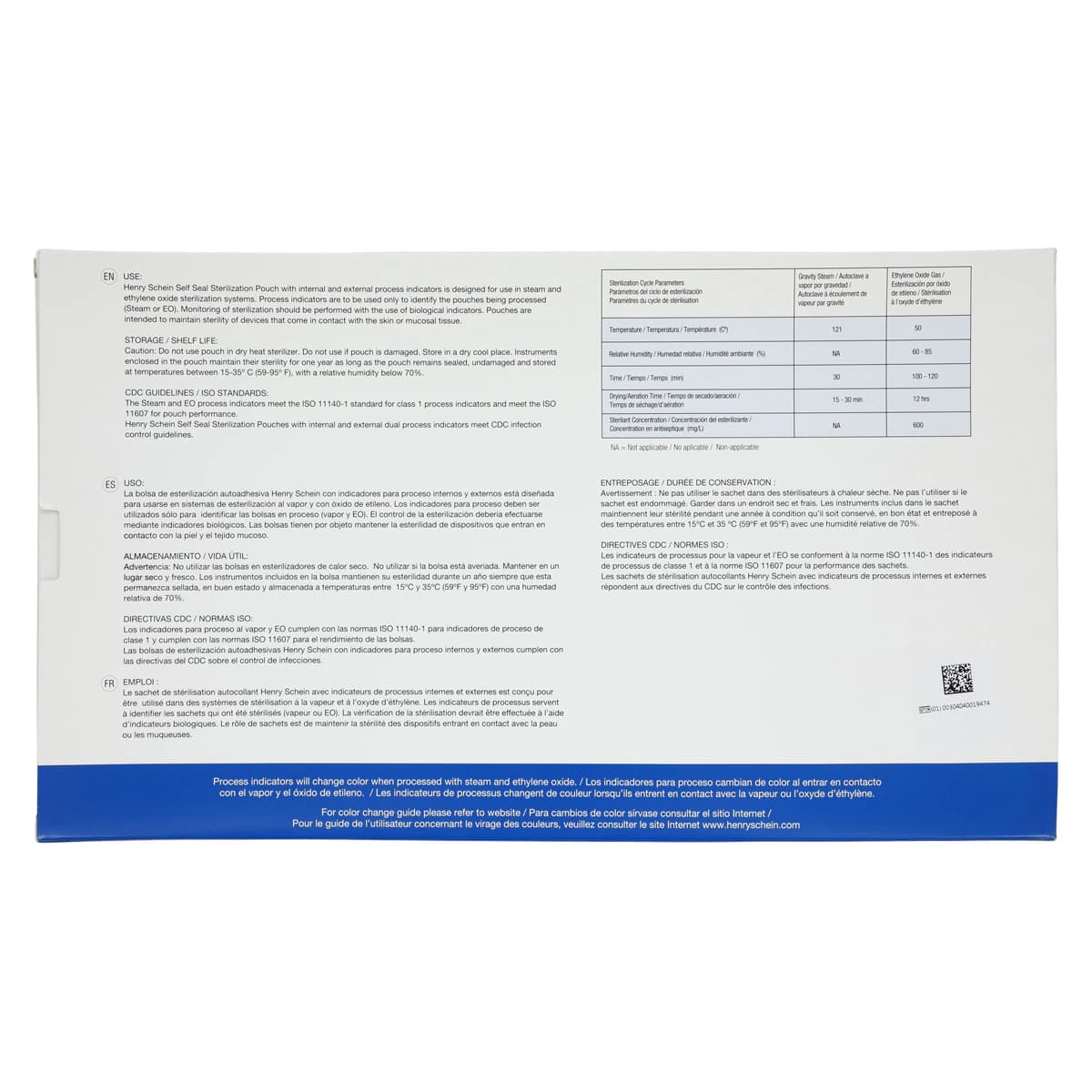 Henry Schein SelfSeal Sterilization Pouches, 8 in x 13 in, Blue/White, Dual Indicators, 100/Box thumbnail 7