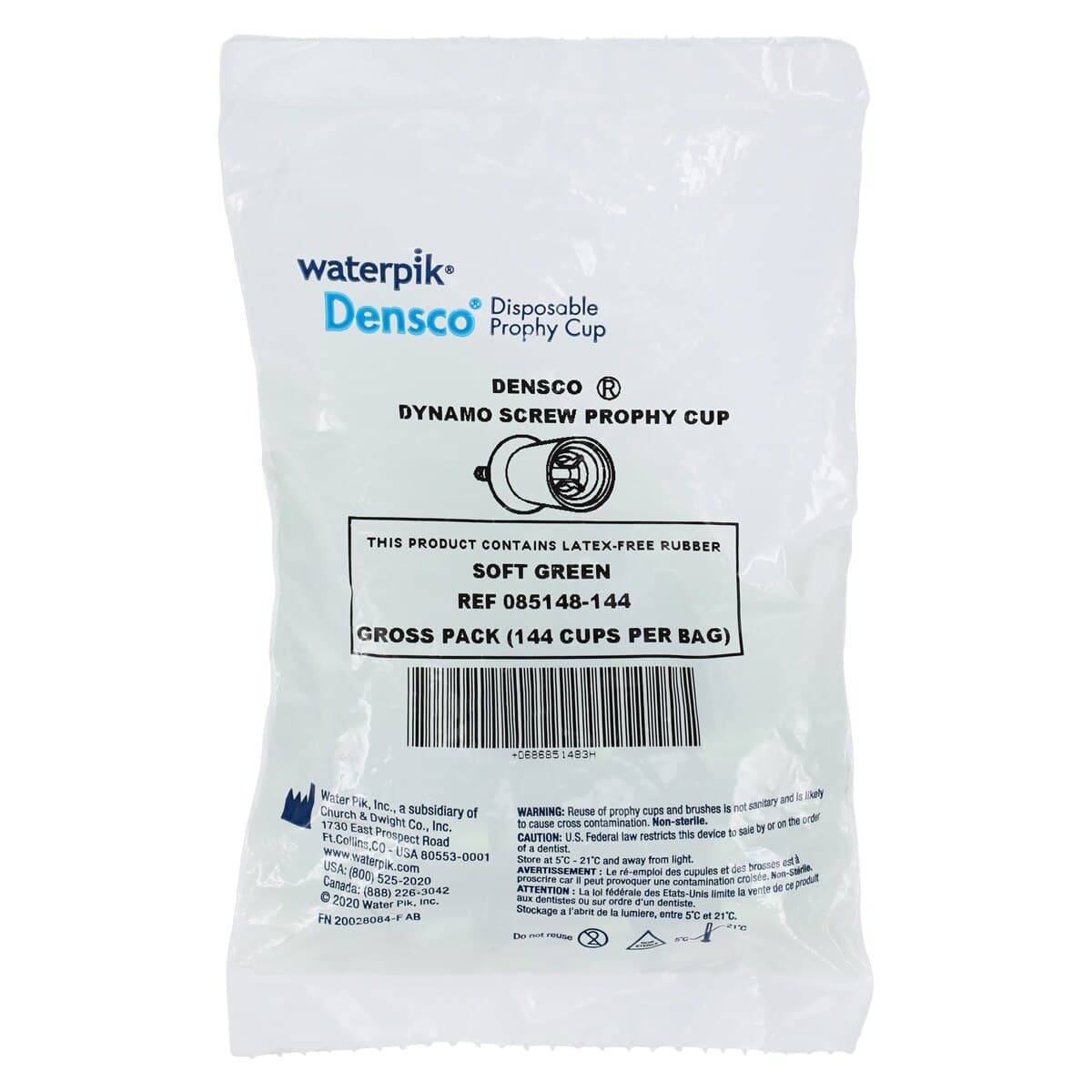Waterpik Densco Prophy Cup, Screw Shank, Latex-Free, Dynamo Green, 144/Box thumbnail 3