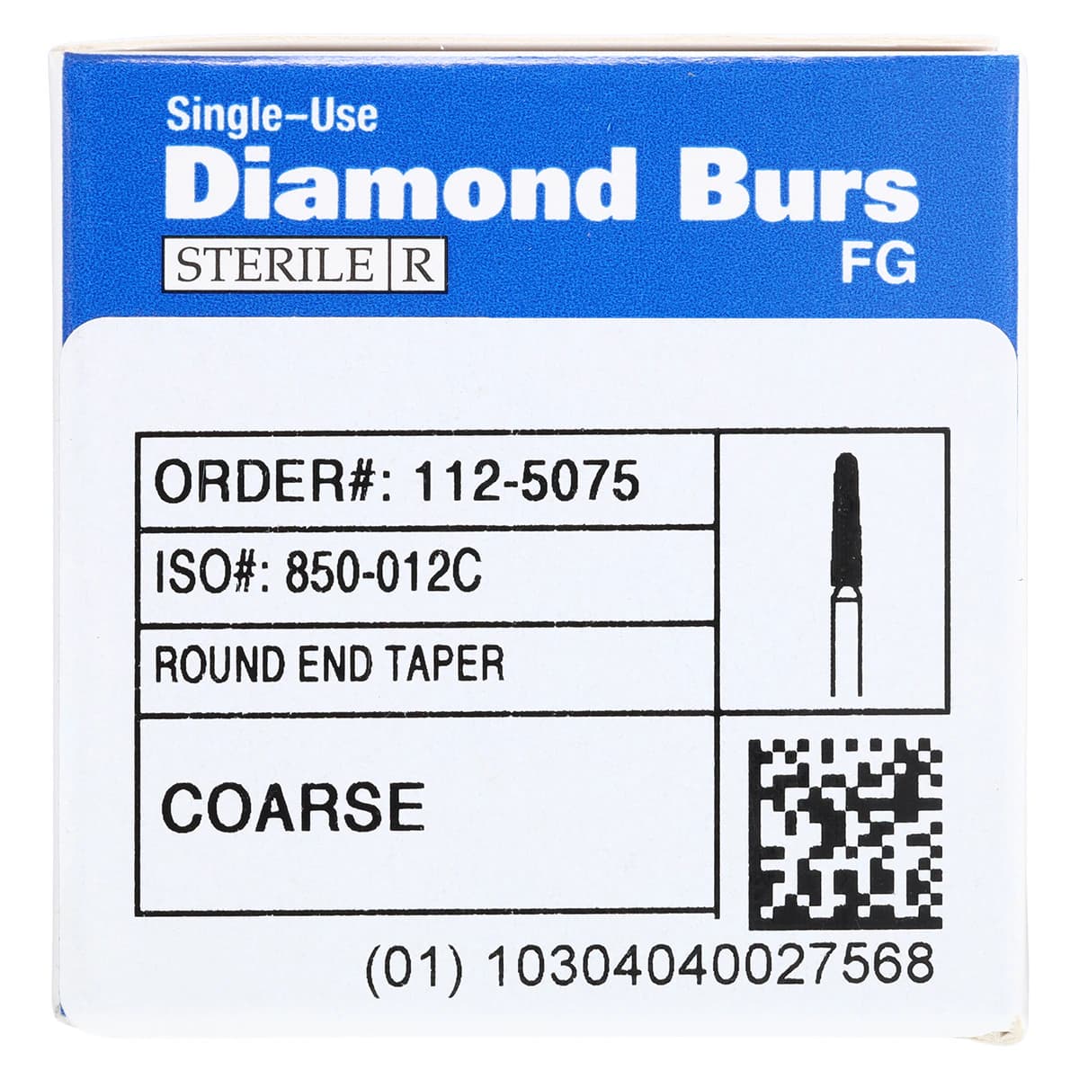 HSI Round End Taper FG Diamond Burs, Single Use, Coarse, 850-012C, 25/Box thumbnail 6