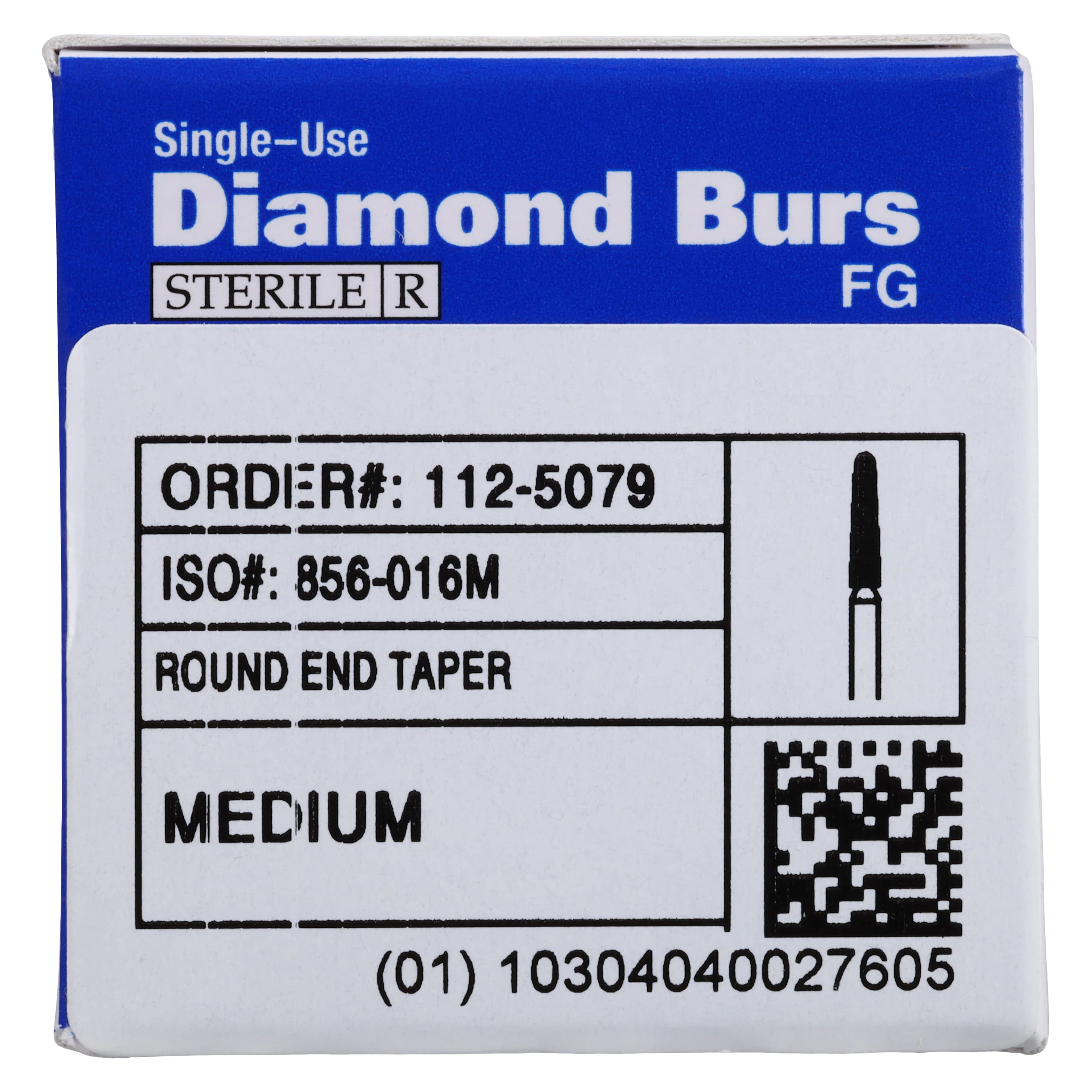 HSI Round End Taper FG Diamond Burs, Single Use, Medium, 856-016M, 25/Box thumbnail 6