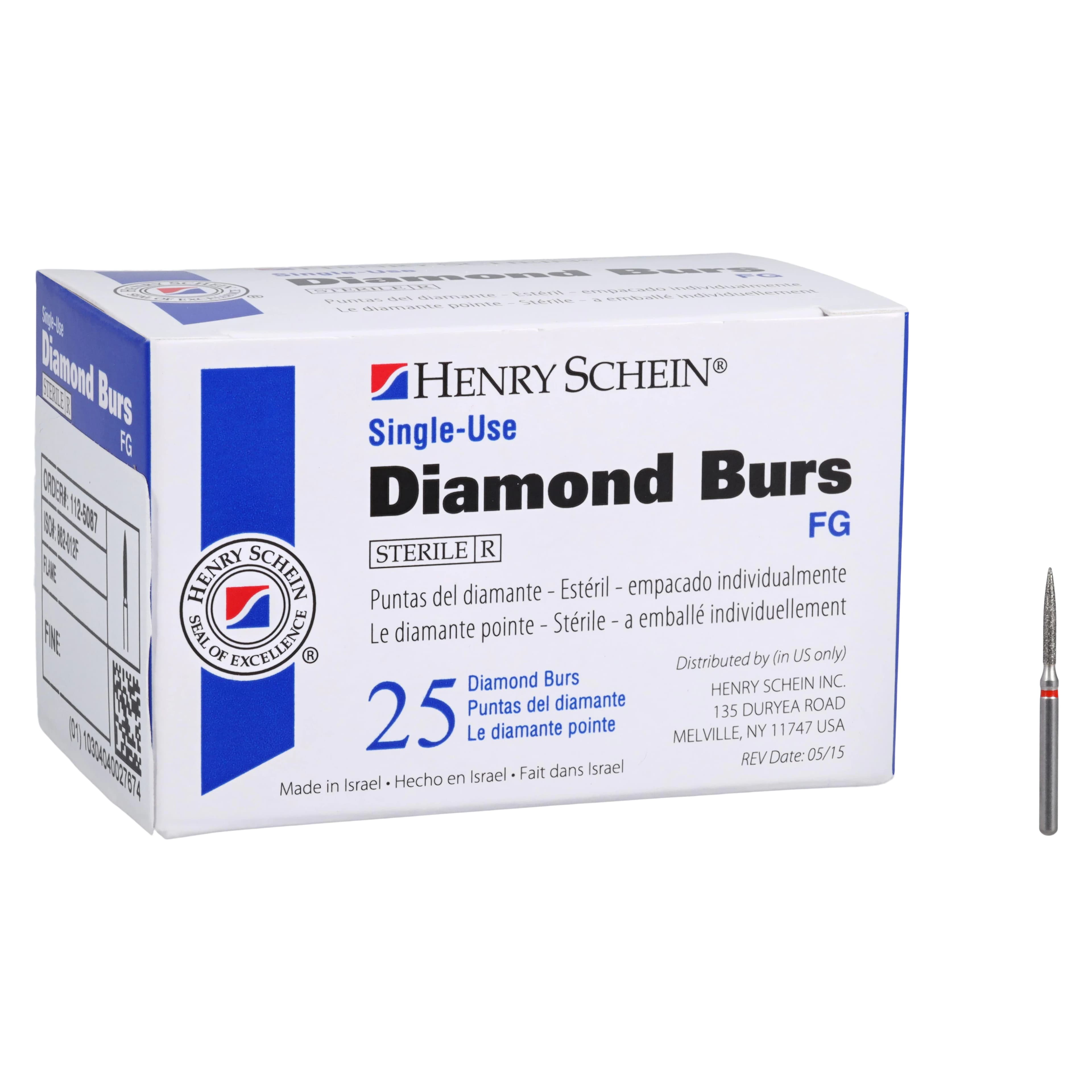 HSI Flame FG Diamond Burs, Single Use, Fine, 862-012F, 25/Box thumbnail 3