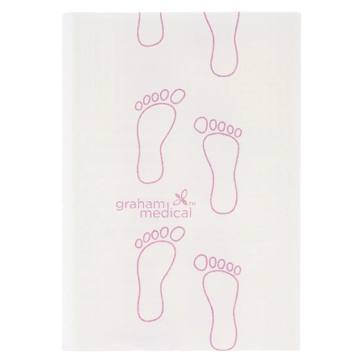 Graham Medical Professional Patient Towel, 3 Ply Tissue/Poly, 13.5 in x 18 in, Mauve, Disposable, 500/Case - Foot/Towel Wht Mauvefeet - Image 1