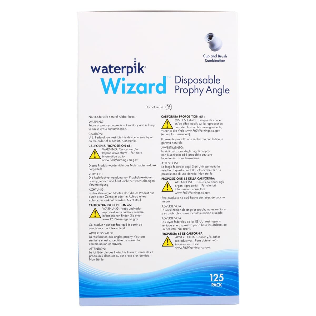 Waterpik Wizard Disposable Prophy Angle, Latex-Free Soft Blue Cup & Brush Combination, 125/Box, 20005474 thumbnail 4