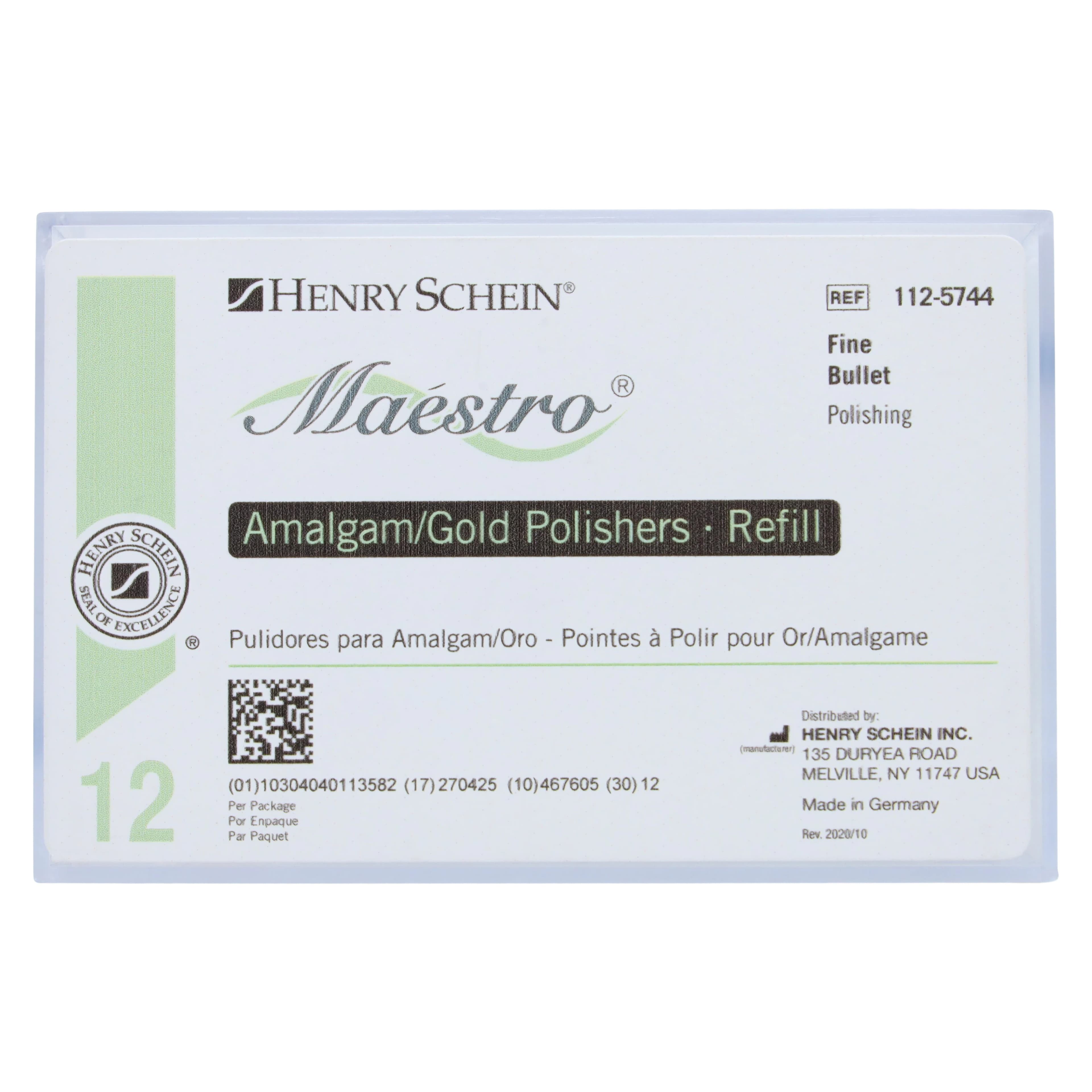 Maestro Amalgam/Gold Polishers, Right Angle, Fine Bullet, Green, 12/Pkg thumbnail 3