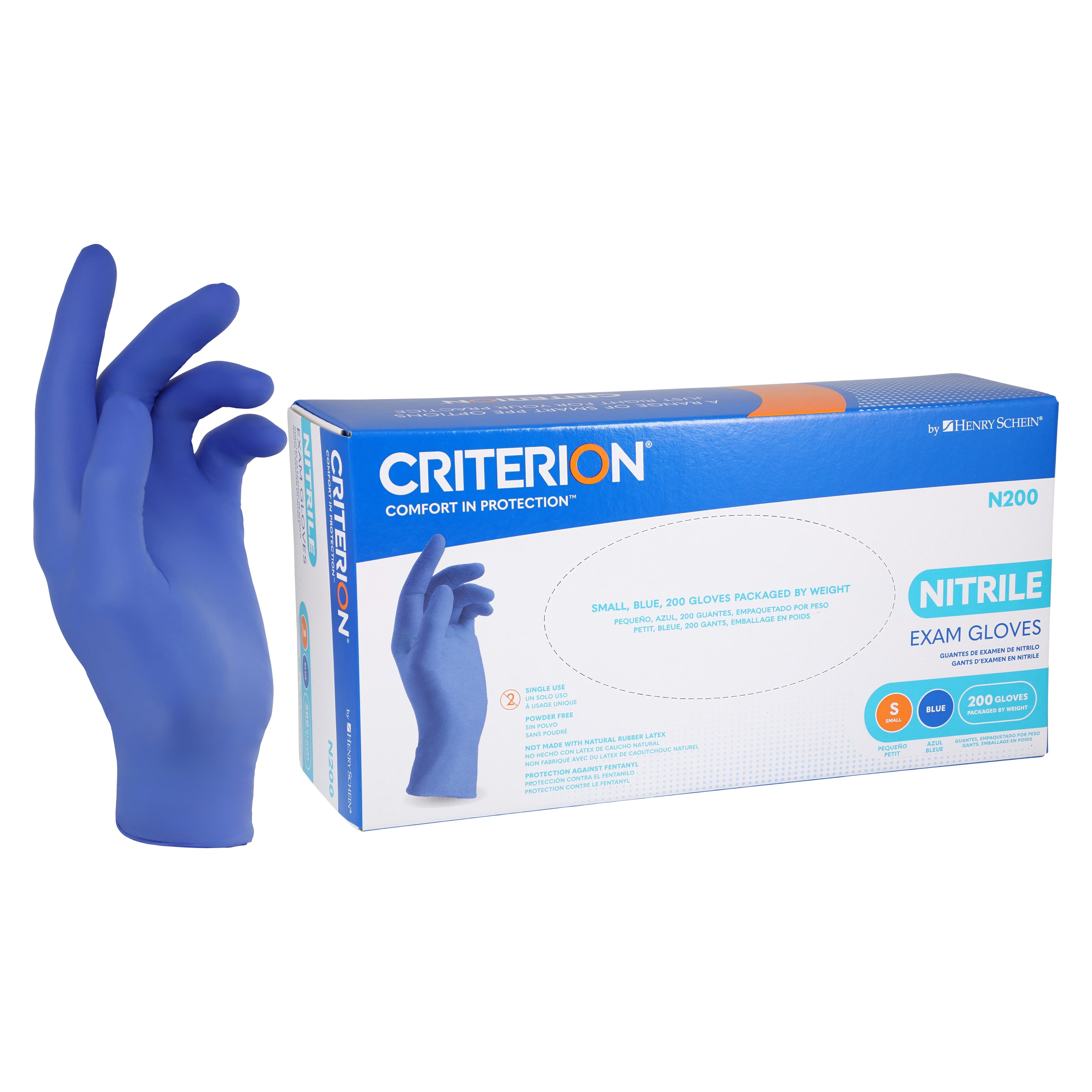 Criterion N200 Nitrile Exam Gloves, Powder Free, Non-Sterile, Small, Blue, 2000/Case thumbnail 2