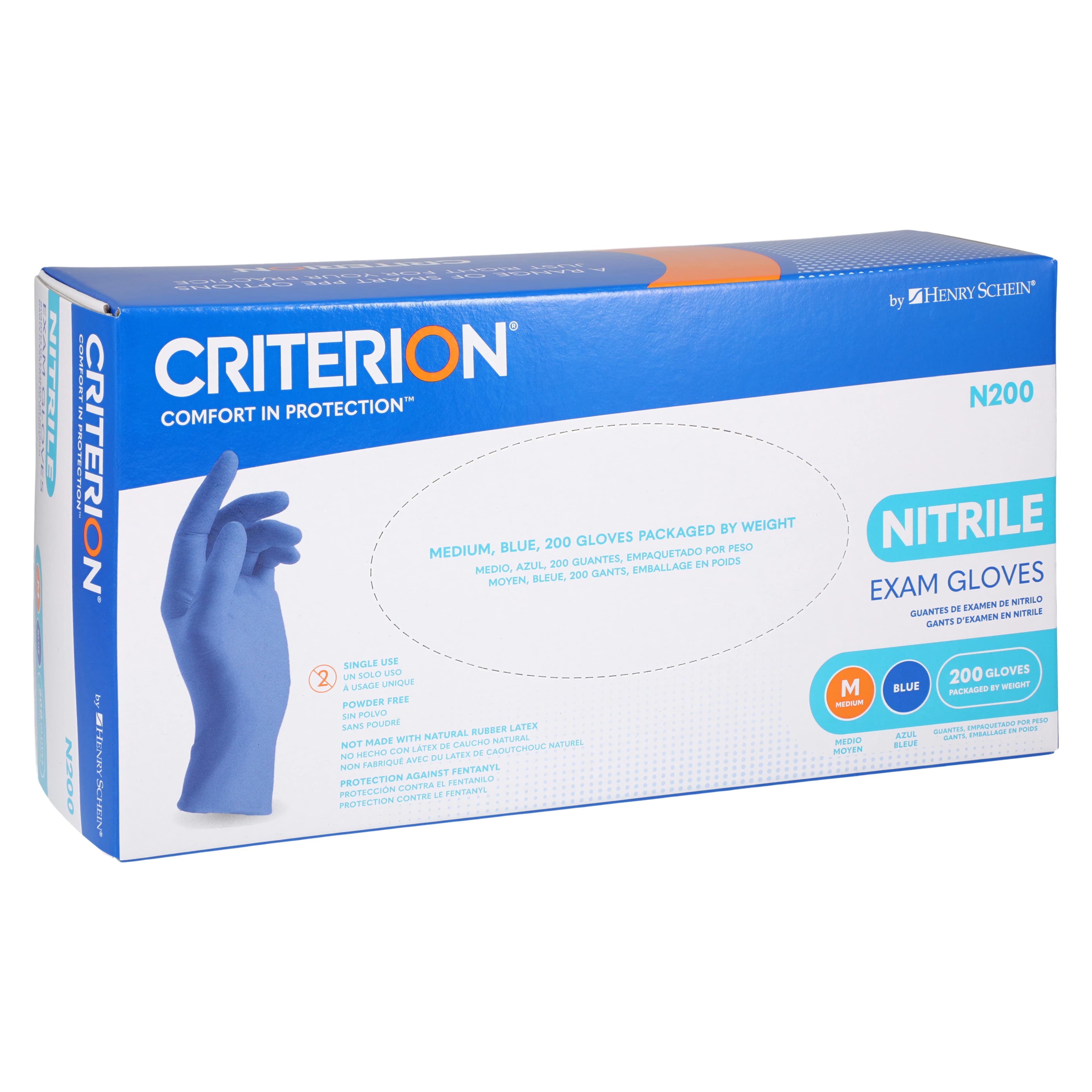 Criterion N200 Nitrile Exam Gloves, Powder Free, Non-Sterile, Medium, Blue, 2000/Case thumbnail 4