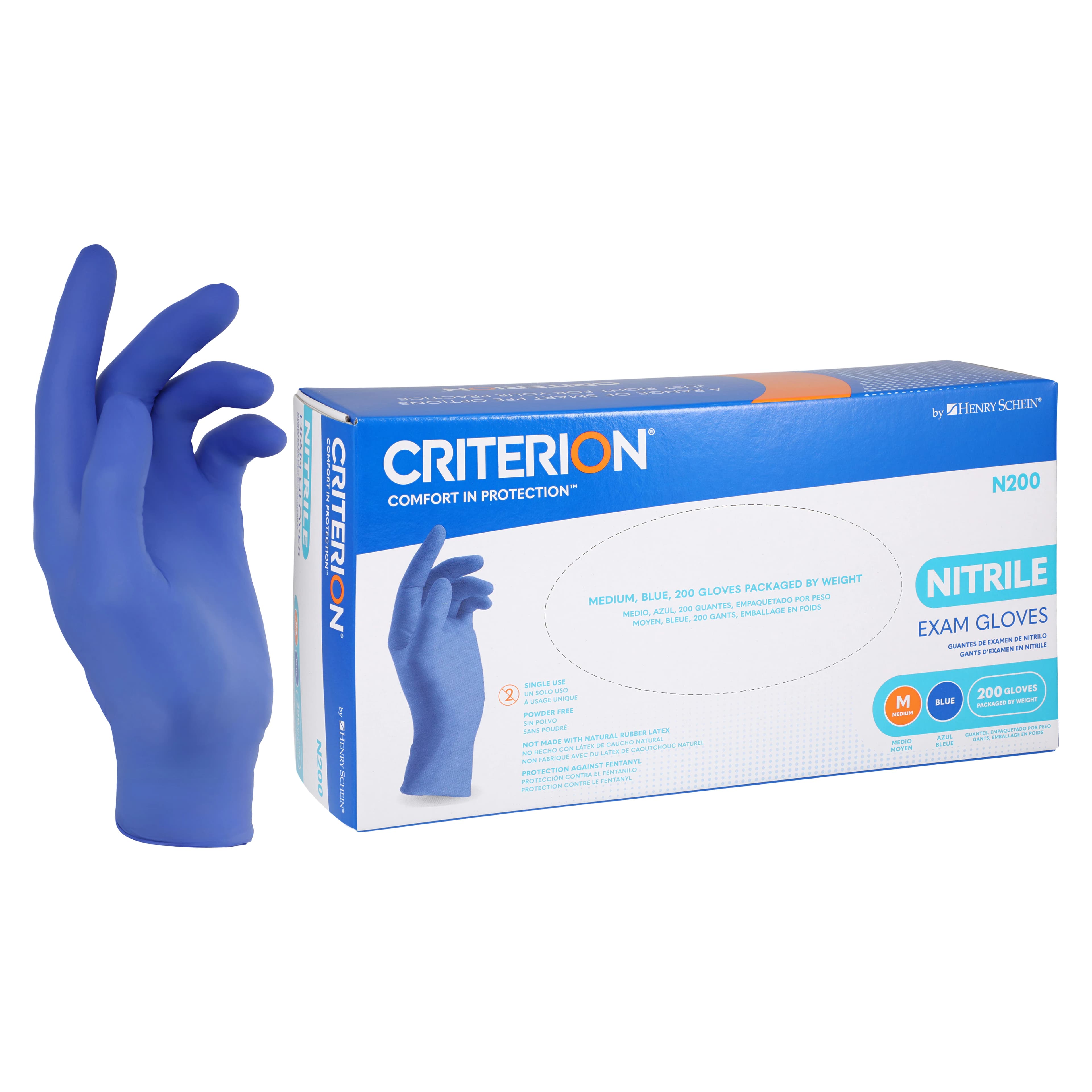 Criterion N200 Nitrile Exam Gloves, Powder Free, Non-Sterile, Medium, Blue, 2000/Case thumbnail 2