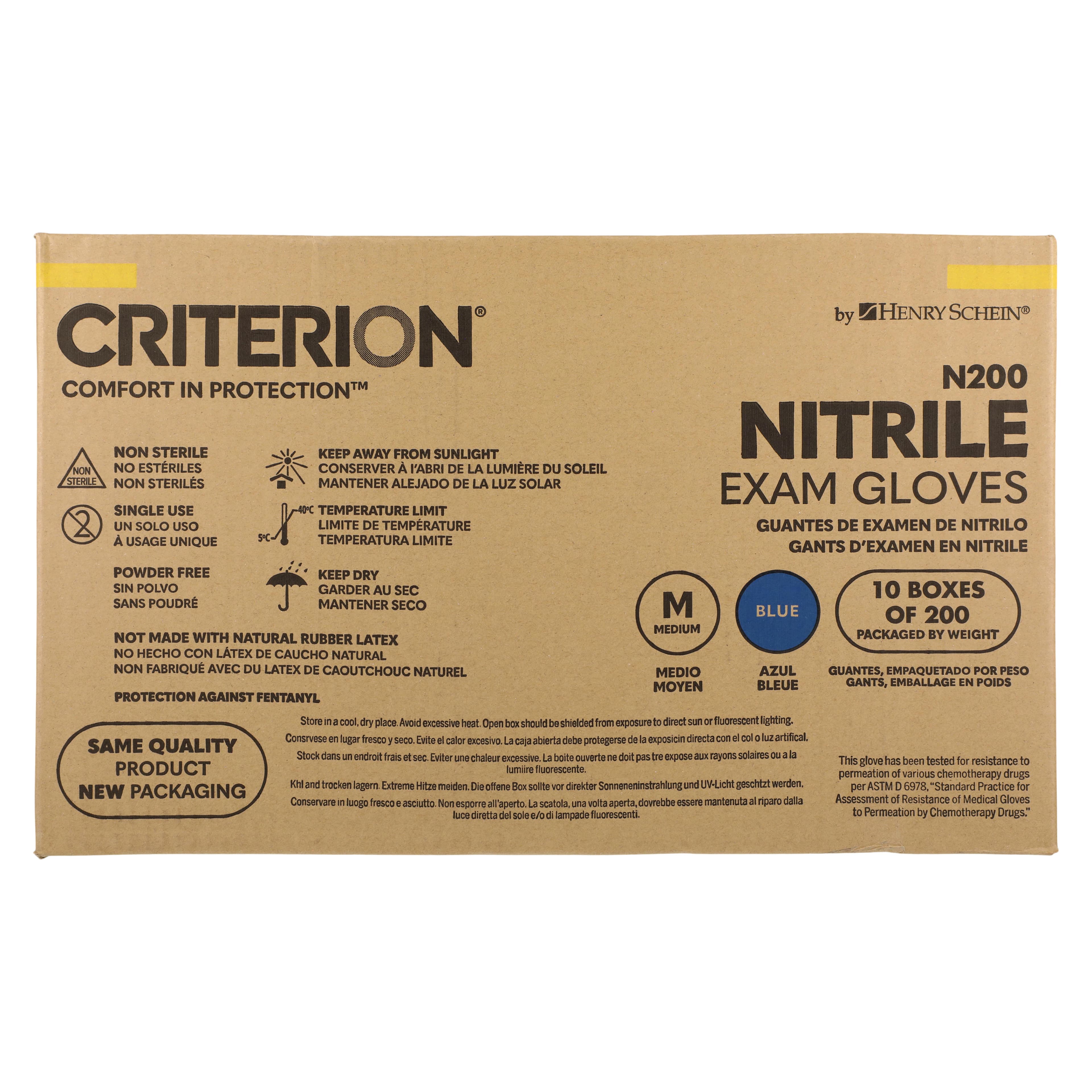 Criterion N200 Nitrile Exam Gloves, Powder Free, Non-Sterile, Medium, Blue, 2000/Case thumbnail 8