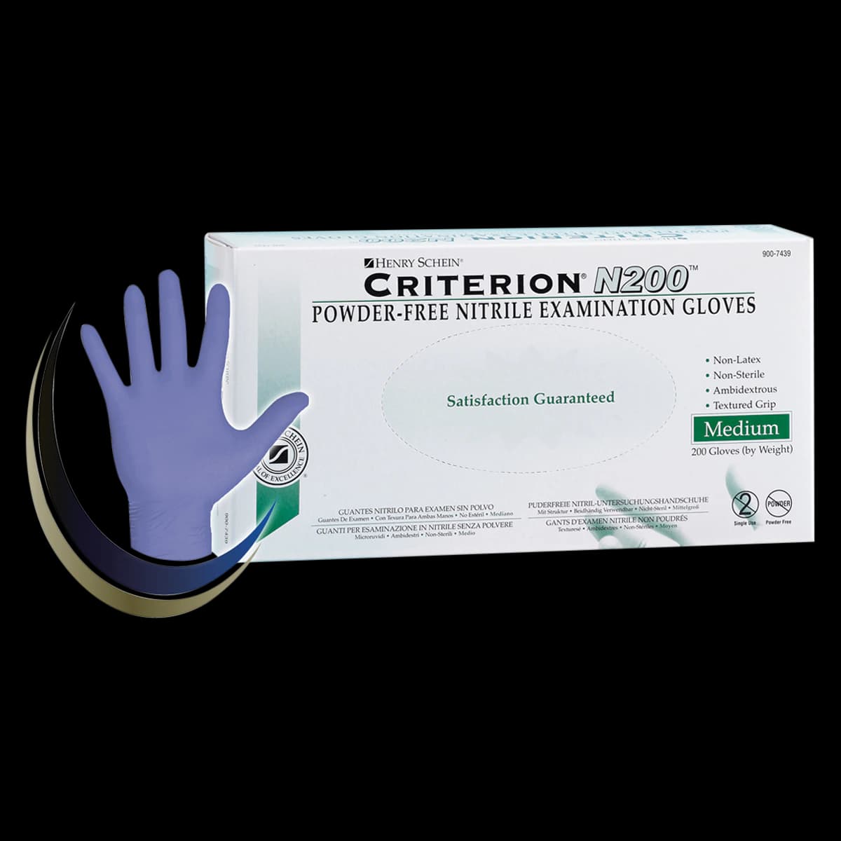 Criterion N200 Nitrile Exam Gloves, Powder Free, Non-Sterile, Medium, Blue, 2000/Case - DYLS Criterion N200 Glove PF - Image 1