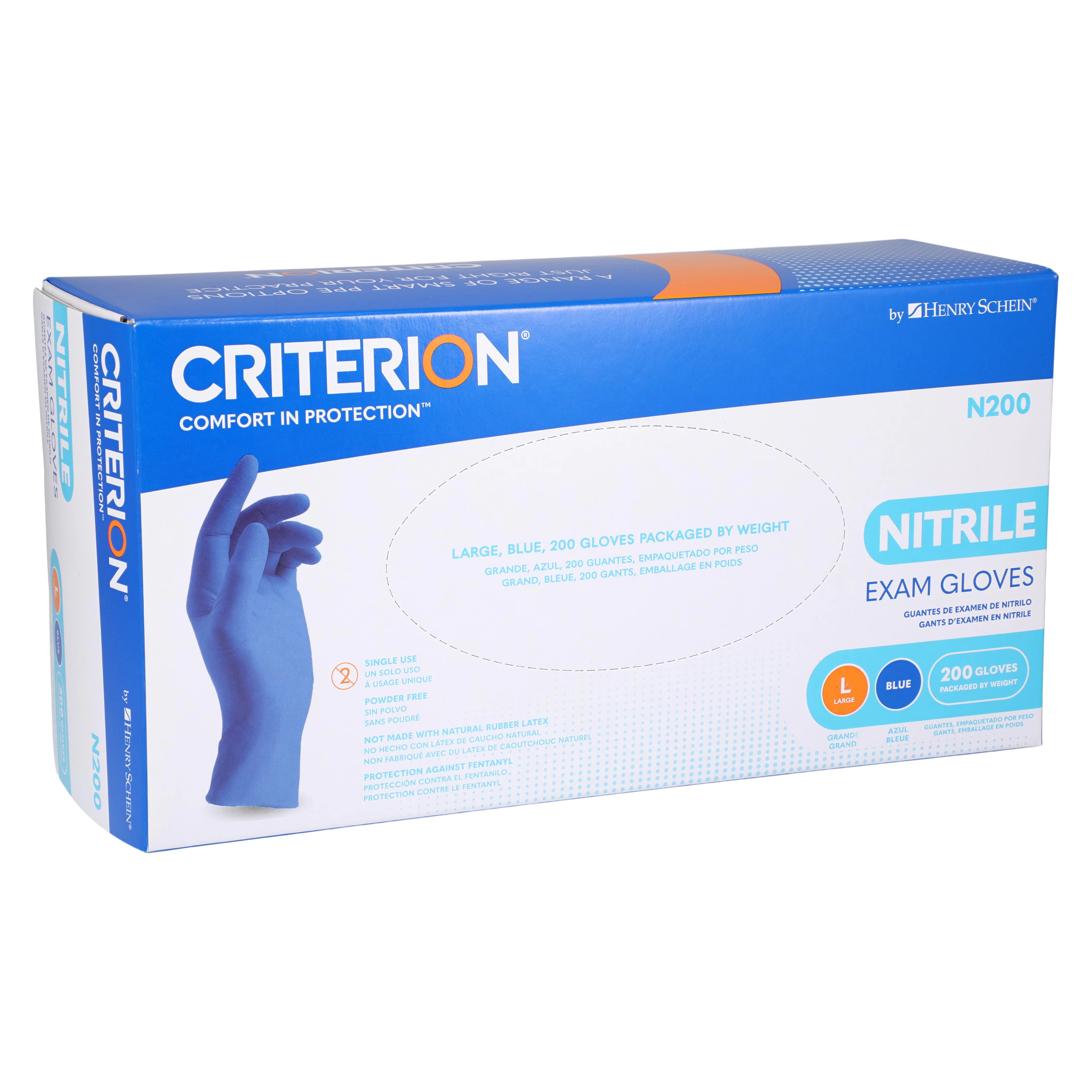 Criterion N200 Nitrile Exam Gloves, Powder Free, Large, Blue, Non-Sterile, 2000/Case thumbnail 4