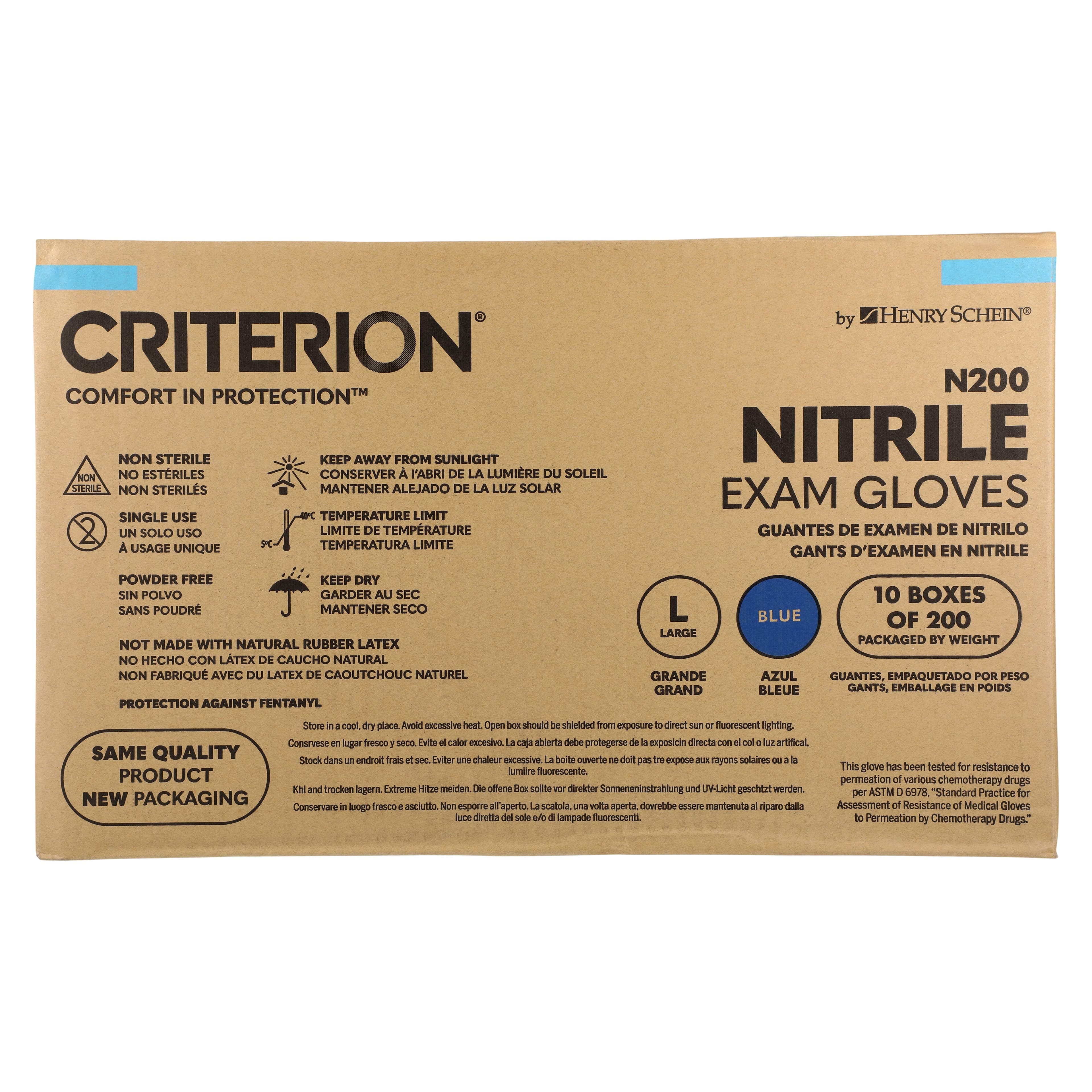 Criterion N200 Nitrile Exam Gloves, Powder Free, Large, Blue, Non-Sterile, 2000/Case thumbnail 8
