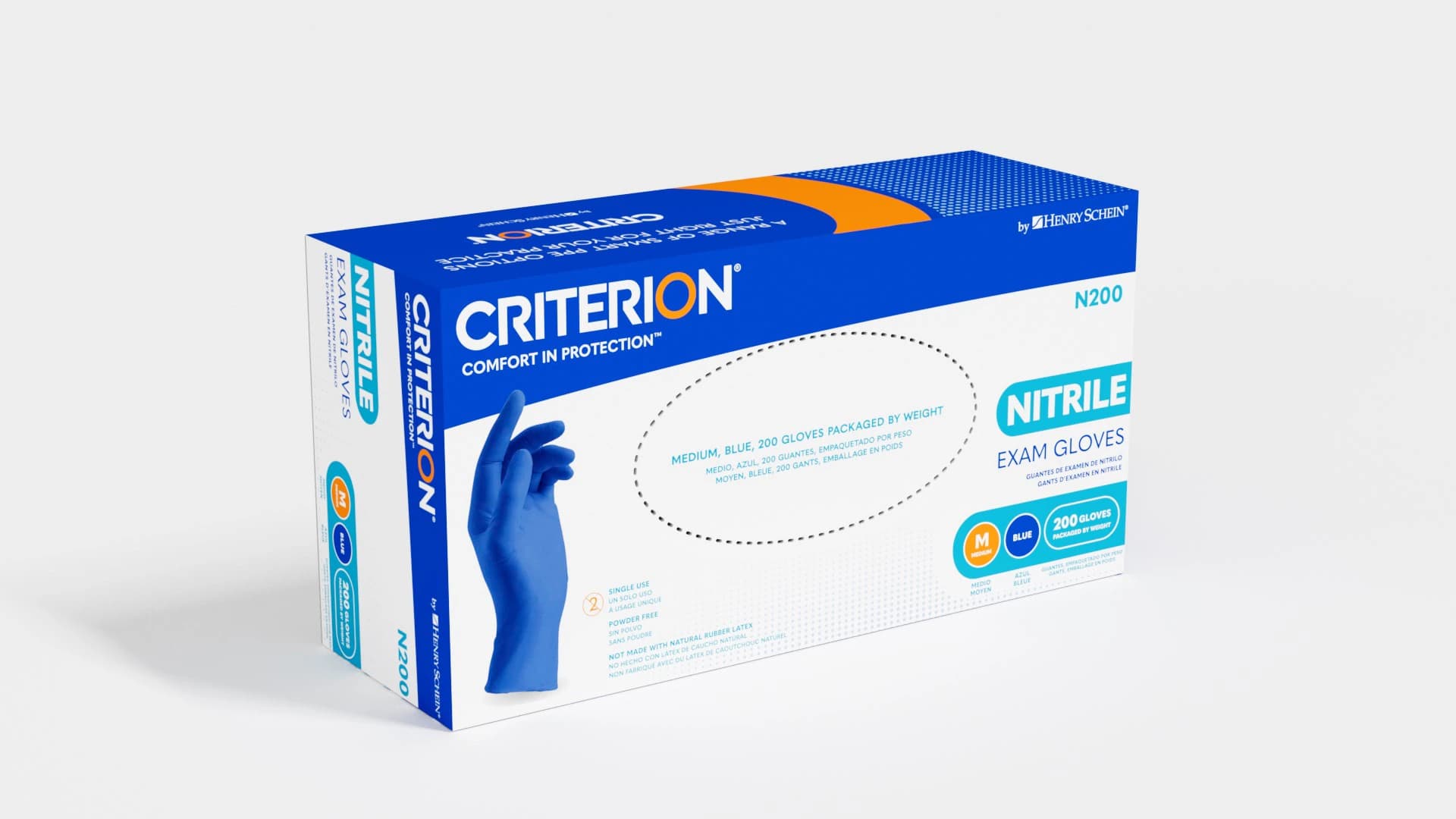 Criterion N200 Nitrile Exam Gloves, Powder Free, Non-Sterile, X-Large, Blue, 1800/Case thumbnail 3
