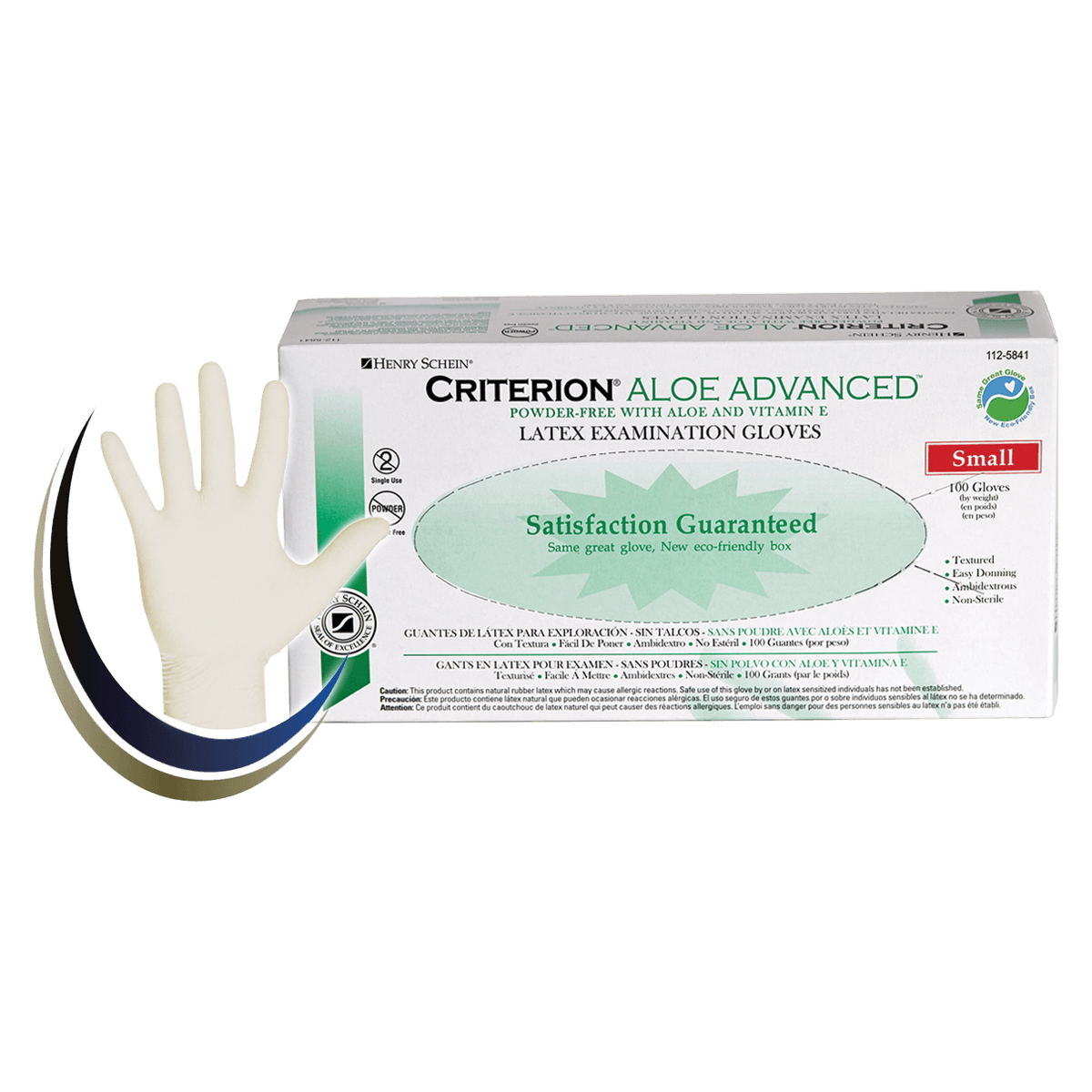 Criterion Latex Exam Gloves with Aloe and Vitamin E, Small, Powder-Free, Non-Sterile, White, 100/Box thumbnail 2