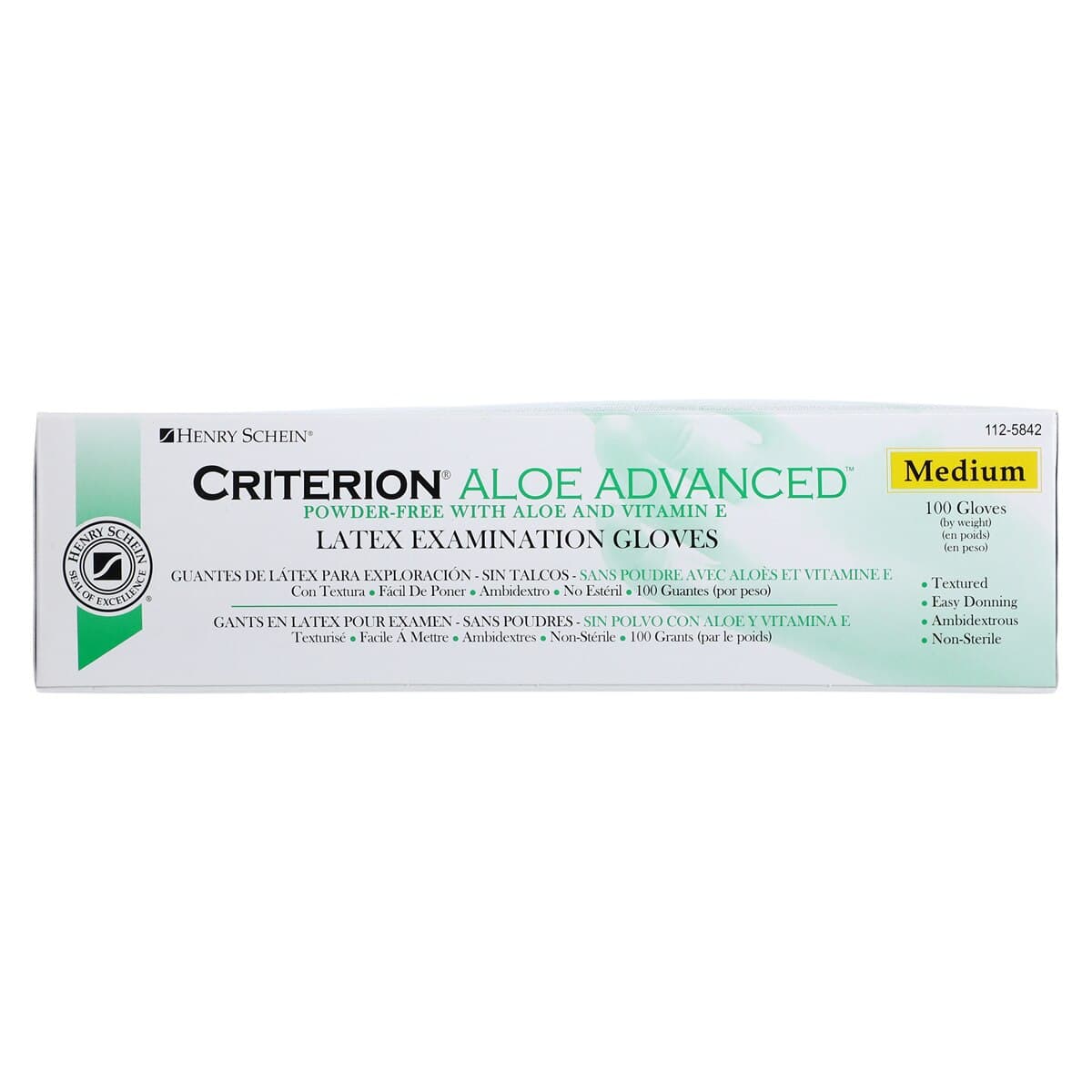 Criterion Latex Exam Gloves with Aloe and Vitamin E, Medium, White, Non-Sterile, 100/Box thumbnail 5