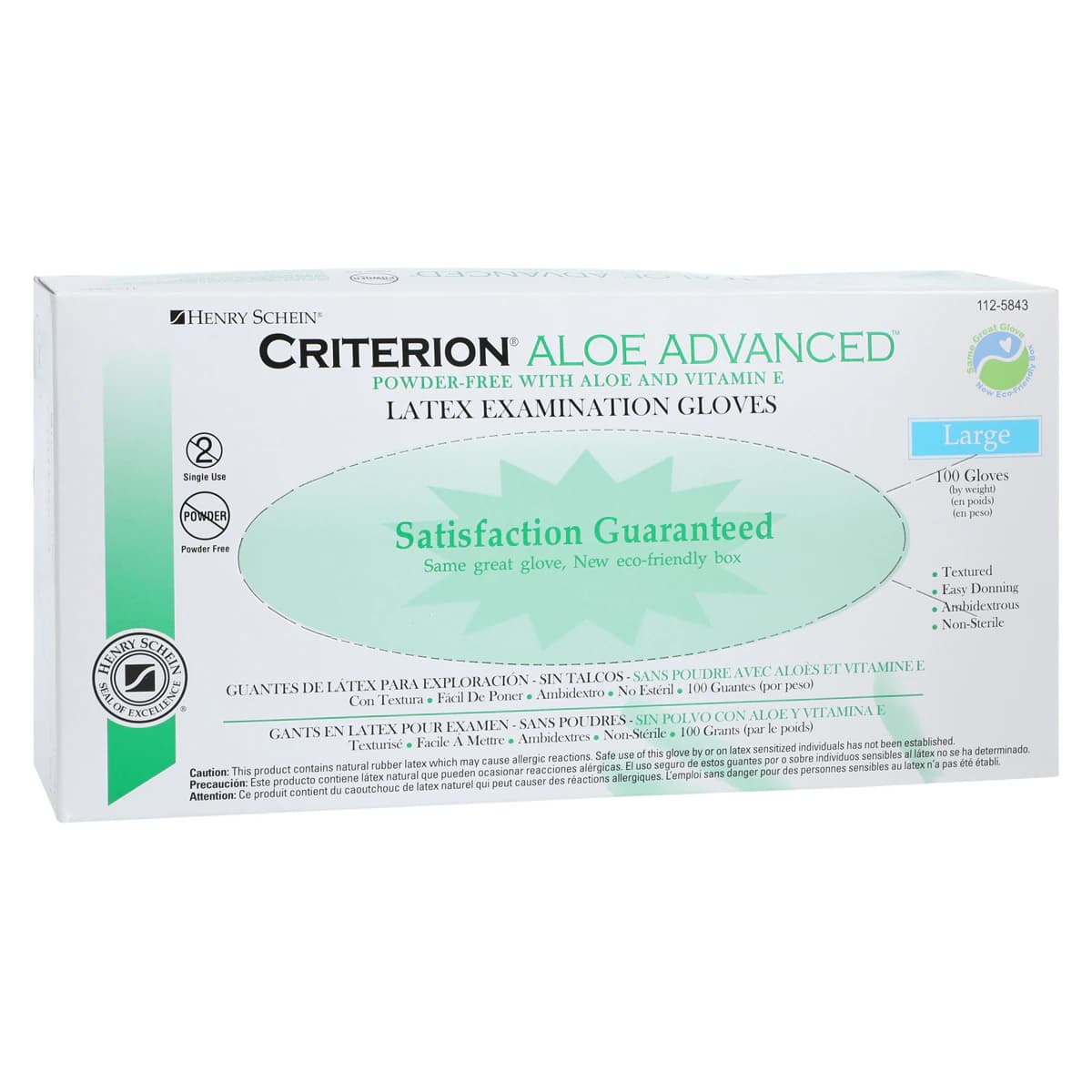 Criterion Latex Exam Aloe + Vitamin E Gloves, Large, White, Non-Sterile, 100/Box thumbnail 5