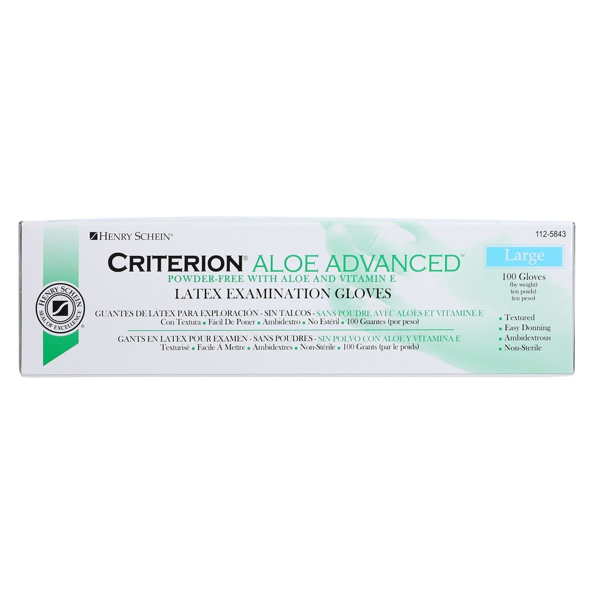 Criterion Latex Exam Aloe + Vitamin E Gloves, Large, White, Non-Sterile, 100/Box thumbnail 6
